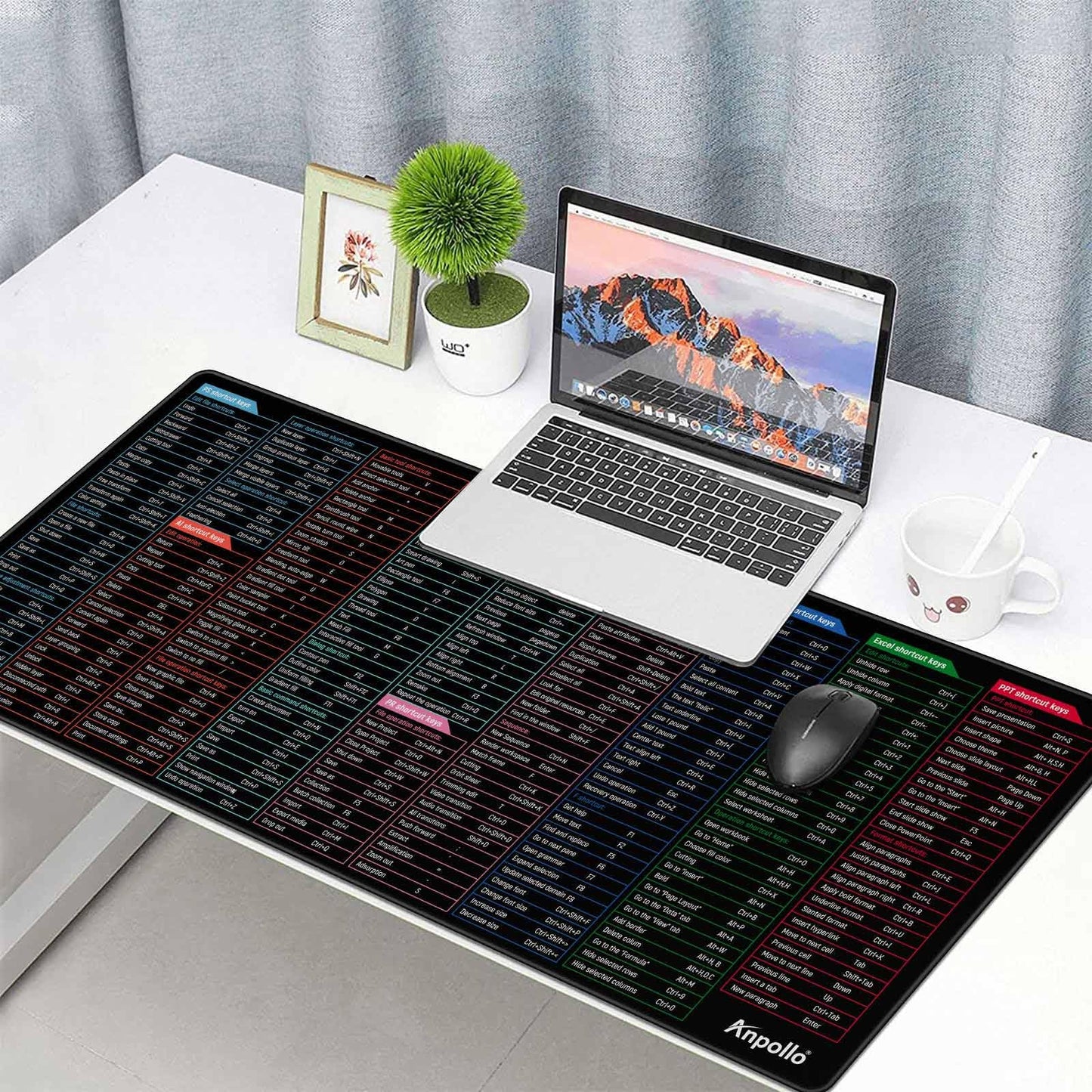 Anpollo Gaming Mouse Mat XXL 900 x 400 x 3 mm Non-Slip Desk Mat Table Mat Multifunctional Office Mouse Mat, Type 1