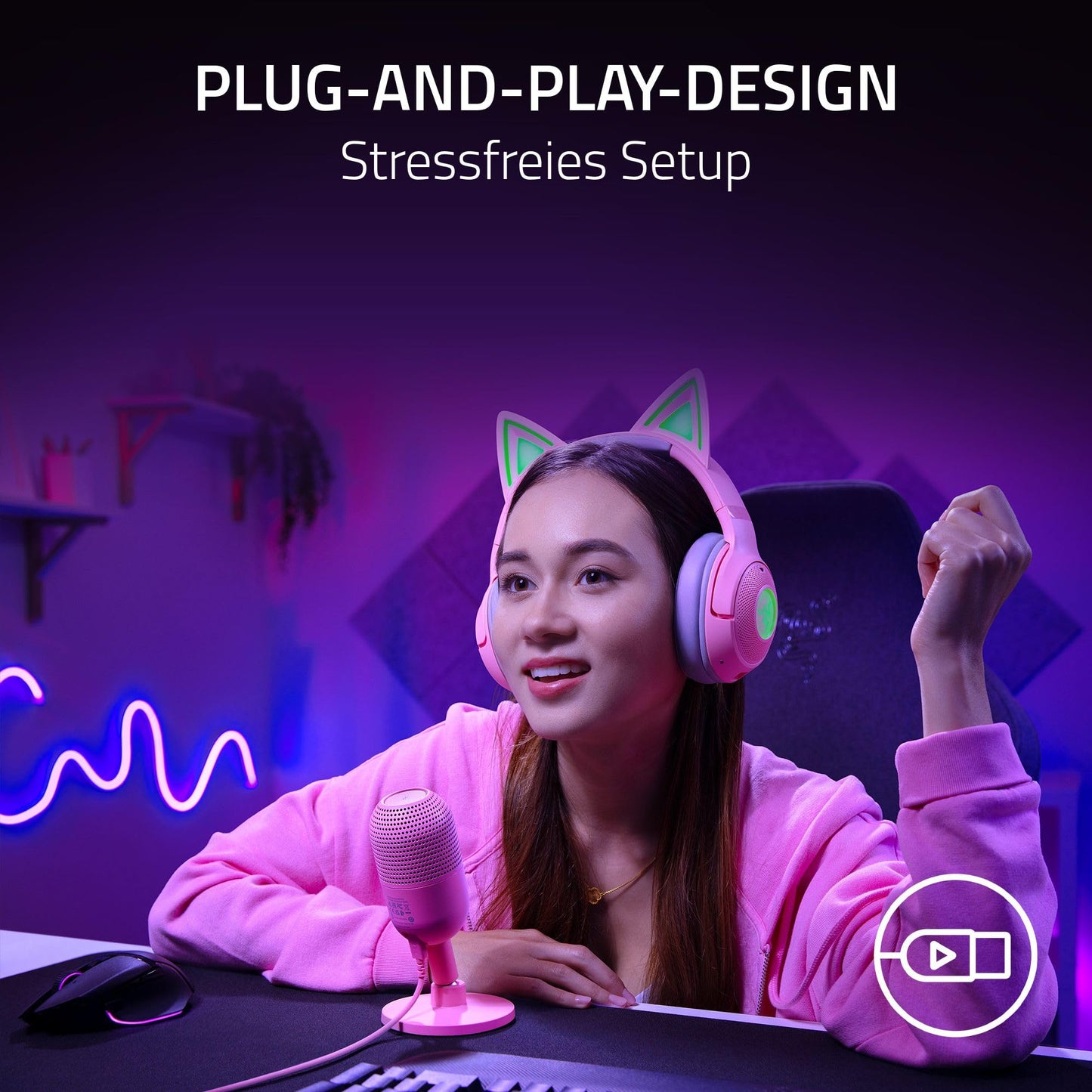 Razer Seiren V3 Mini - Ultrakompaktes USB-Mikrofon (14mm Supernieren Kondensatormikrofon, Tap-to-Mute-Sensor mit LED-Anzeige, integrierter Stoßdämpfer, Plug-and-Play Design) Schwarz