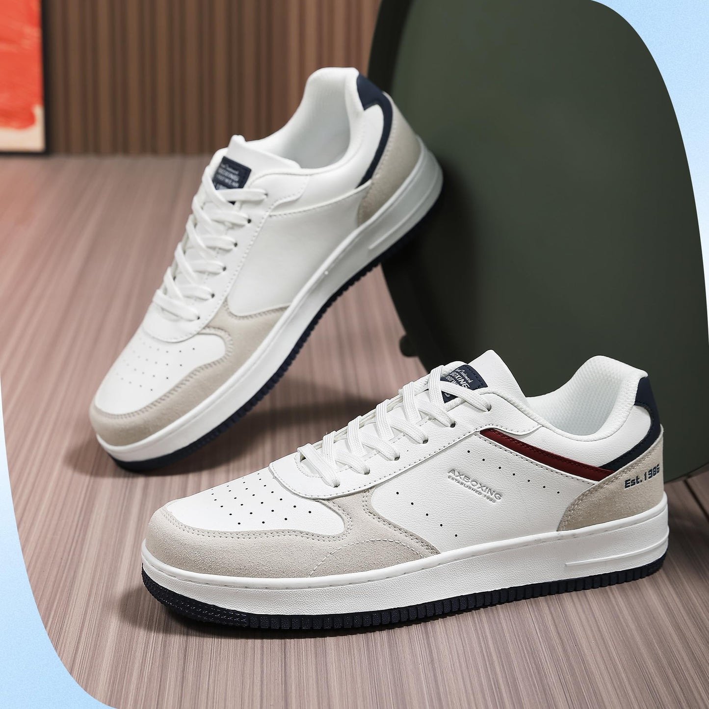 AX BOXING Men’s Casual Trainers – Lightweight Breathable Faux Leather Sneakers