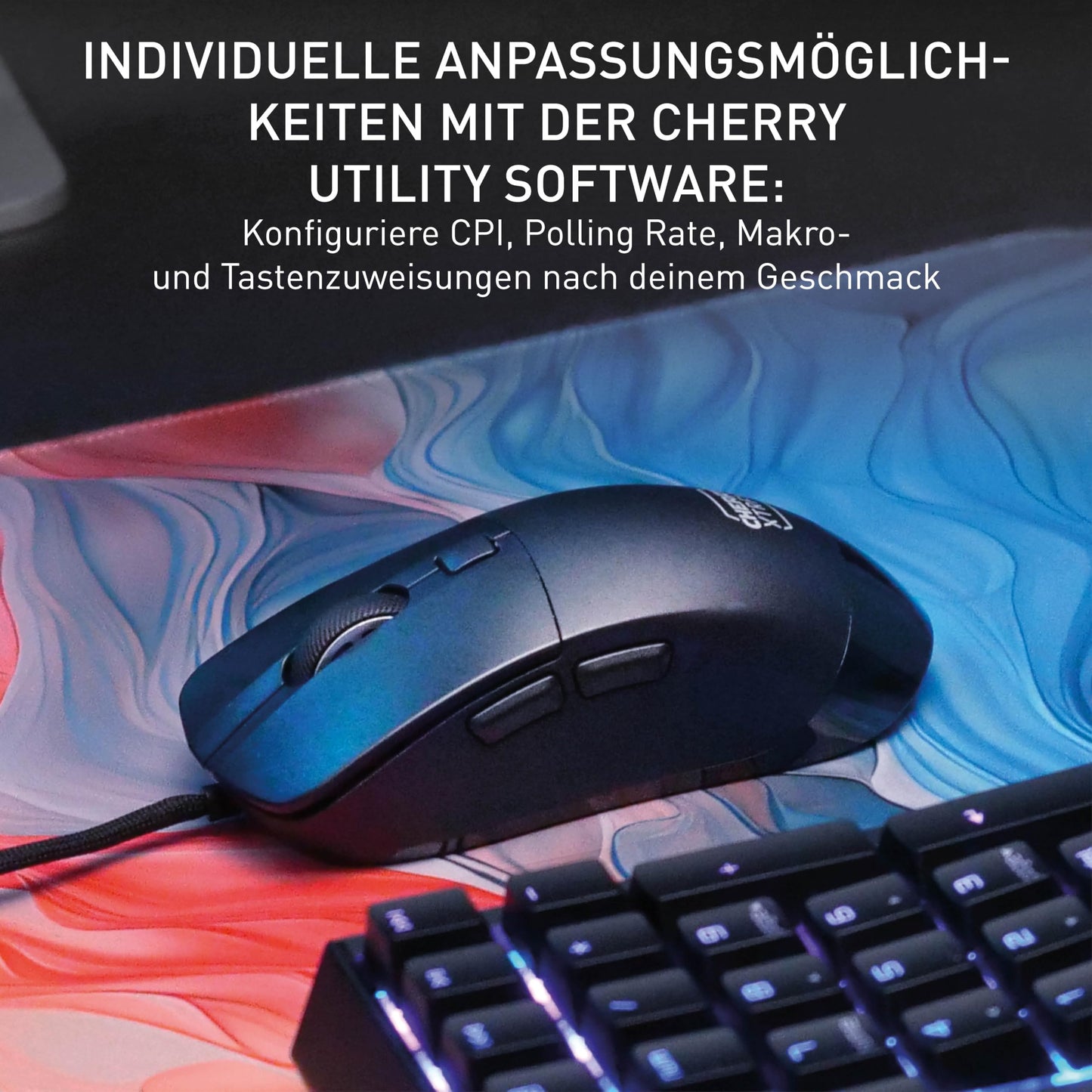 CHERRY XTRFY M50, Leichte Kabelgebundene Gaming-Maus, Ergonomische Form für Optimalen Komfort und Kontrolle, 5 On-Board-Profile, USB-A Anschluss, Weiß