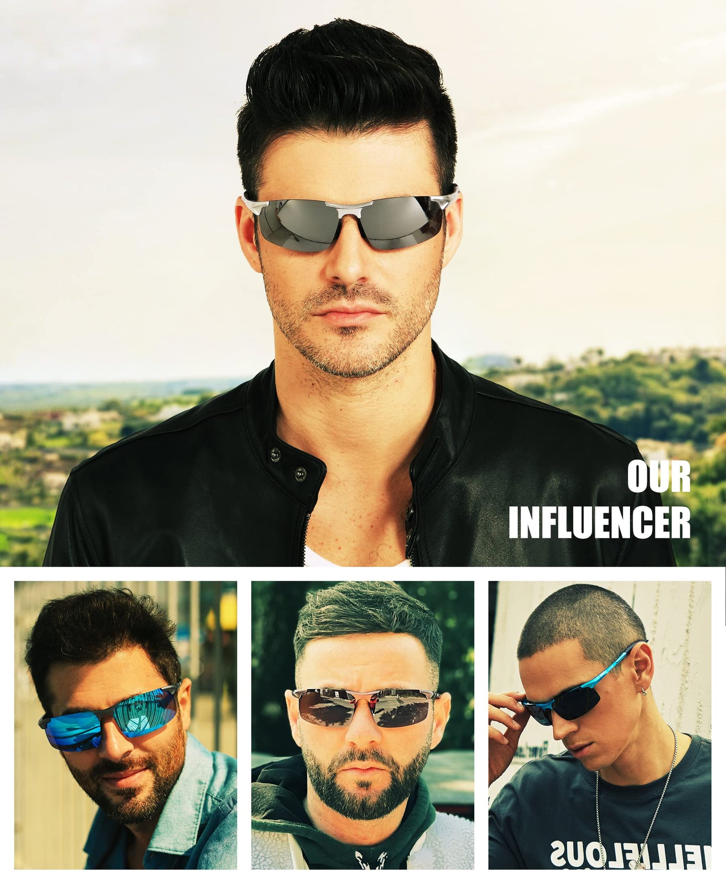 DUCO Herren Sportbrille Polarisierte Sonnenbrille Fahrerbrille Ultraleichte Al-Mg Metallrahmen UV400-Schutz Männer Sonnenbrillen 8177S