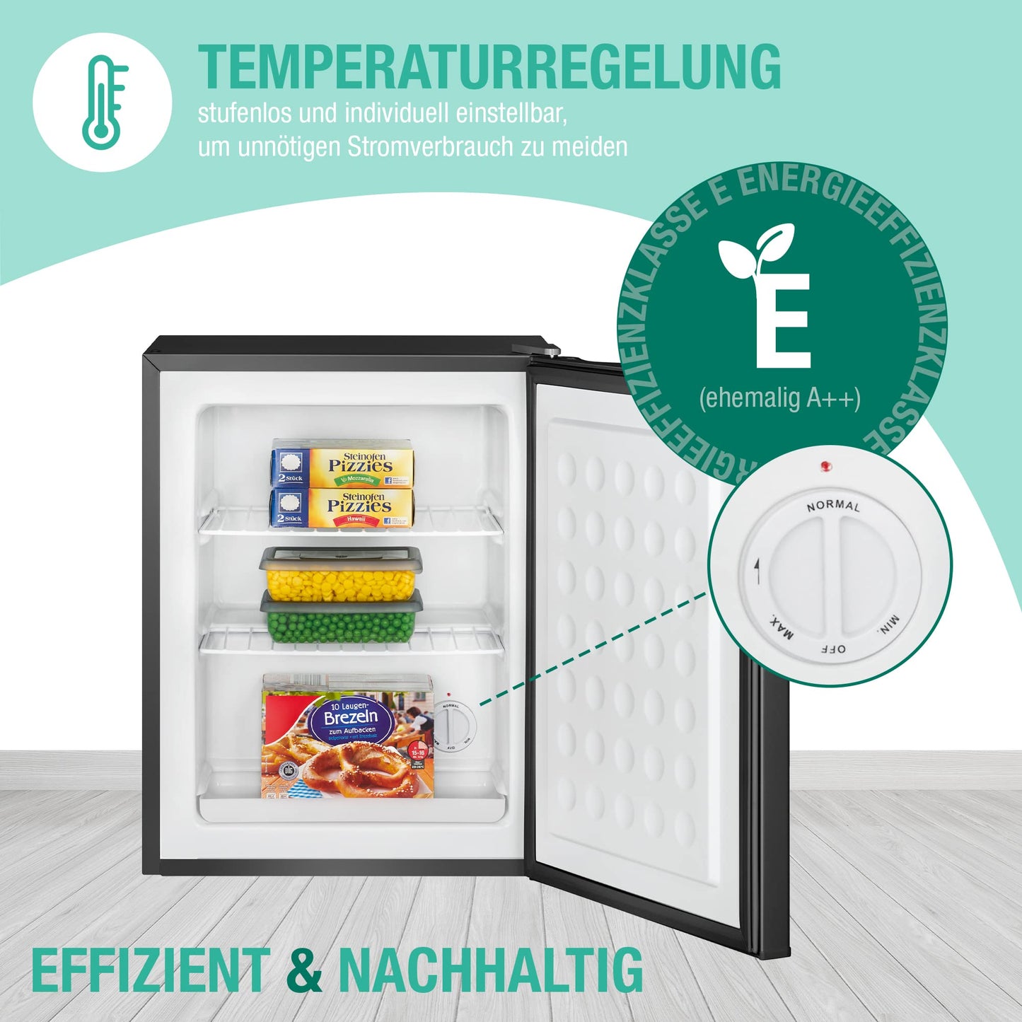 Bomann® Gefrierschrank klein mit 42L Nutzinhalt | Mini Gefrierschrank mit 2 herausnehmbaren Gitterablagen | Gefrierschrank mit wechselbarem Türanschlag & stufenloser Temperaturreglung | GB 7236 weiß