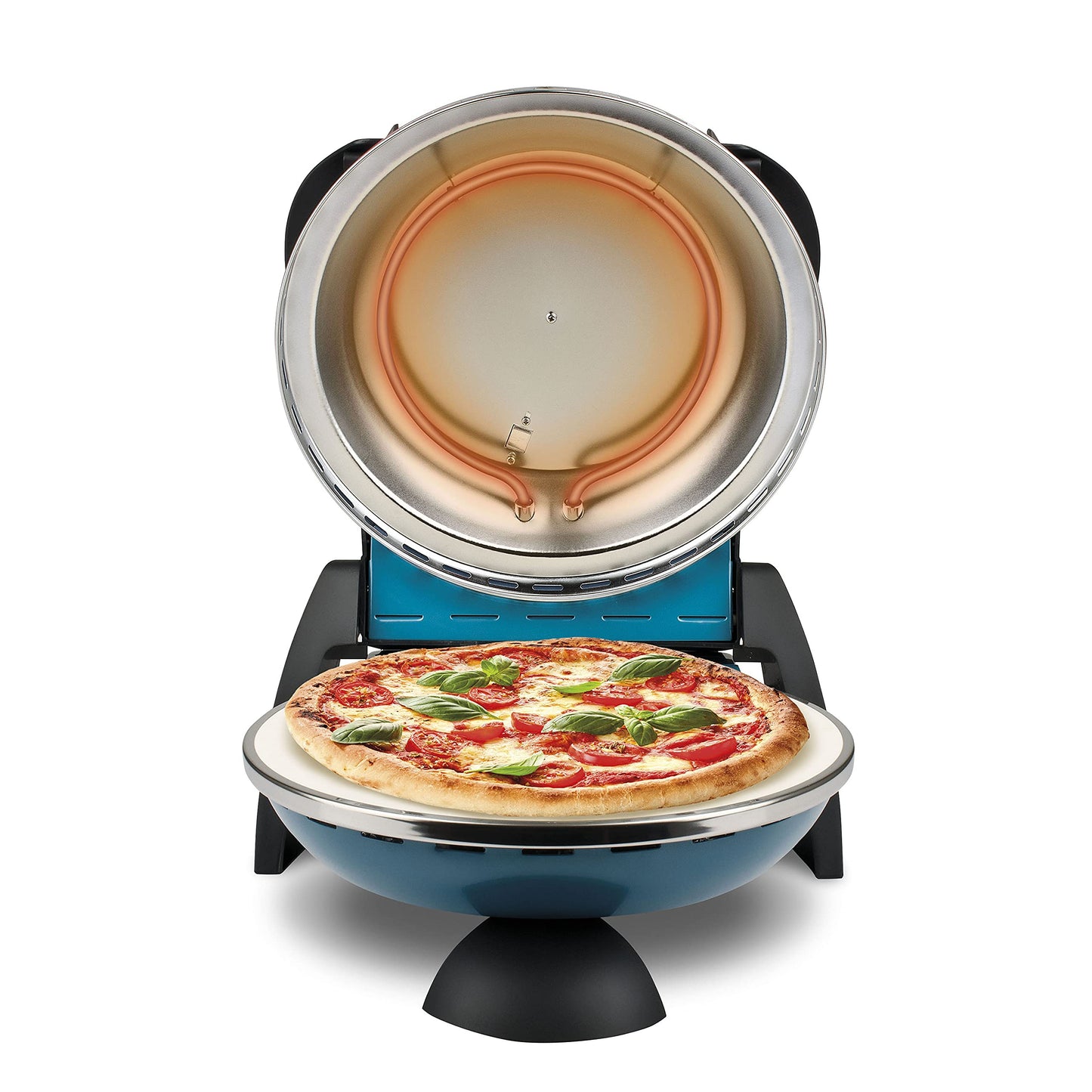 G3 FerrariPizza Äußern Vergnügen, Ofen Pizza, 1200 W, 400°C, Felsen Feuerfest (durchmesser 31 cm), Timer 5', Kochbuch inbegriffen, Schwarz, 31.6 x 31.6 x 25 cm