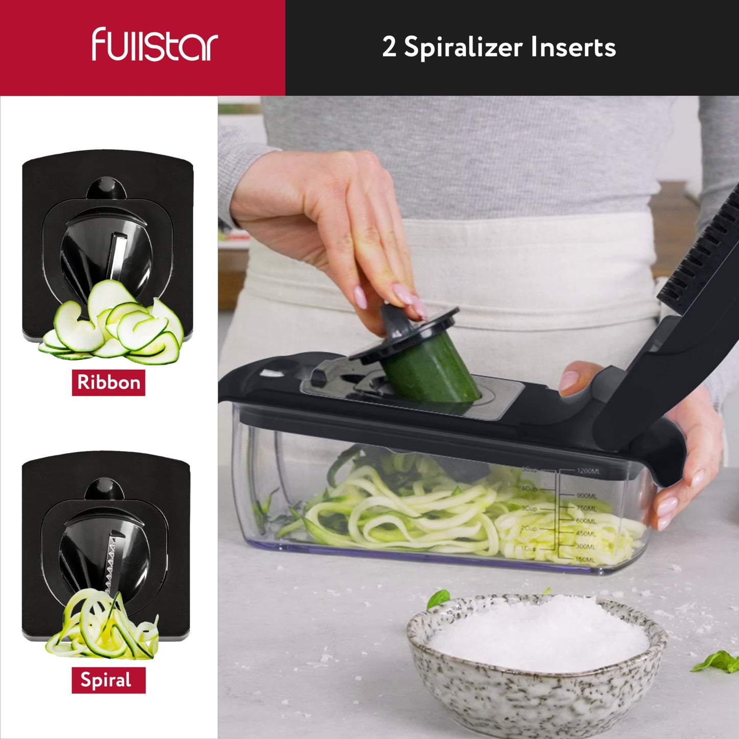 Gemüseschneider Spiralschneider Gemüsehobel - Gemüse Schneider Zwiebelschneider Kartoffelschneider Obstschneider - Vegetable Chopper Cutter Dicer (4-in-1 - Weiß)