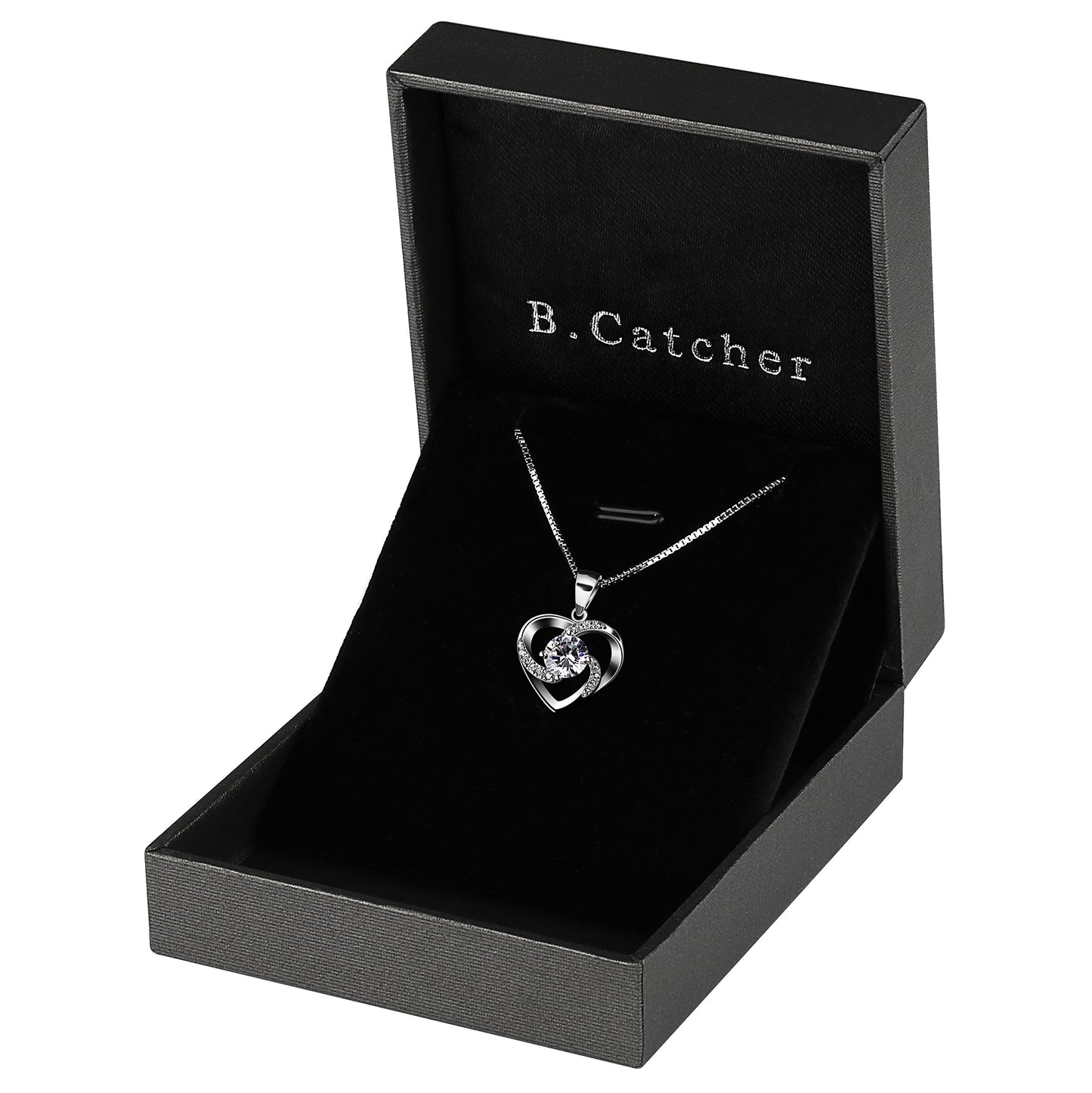 B.Catcher “Love is Happiness” Heart Pendant Necklace