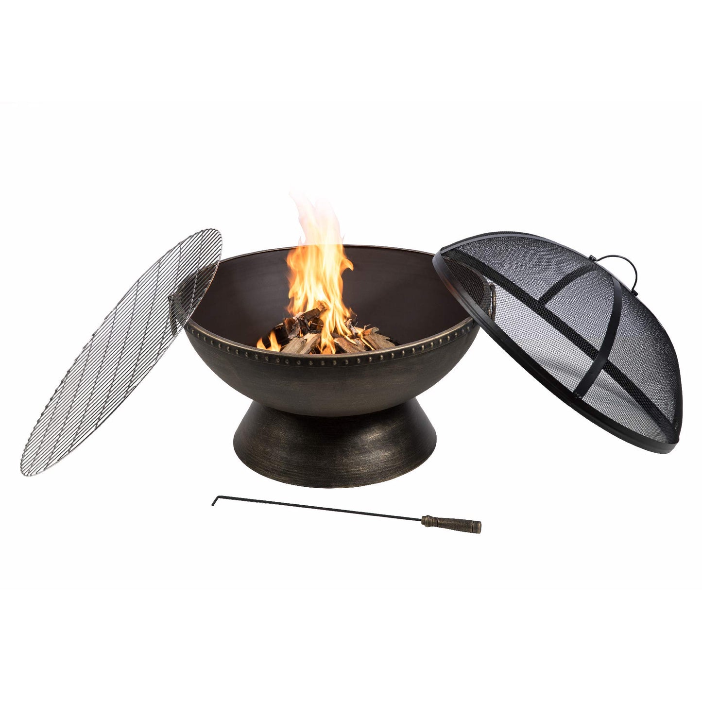 Peaktop - Feuerstelle für Brennholz für den Außenbereich, 68 cm, rund, komplexes Design