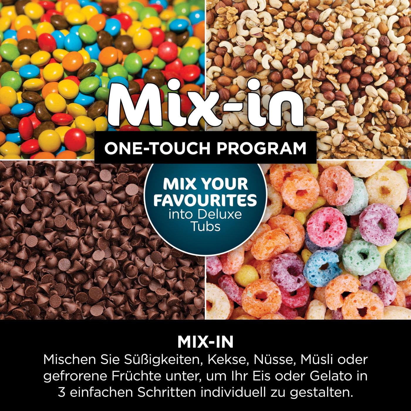 Ninja CREAMi Eismaschine & Dessertmaschine mit 3 Behältern, 7 Programmen, Herstellung von Eis, Gelato, Sorbet, Smoothie-Bowls, Milchshakes und mehr, Schwarz/Silber, 1,4L Eiscreme Kapazität, NC300EU