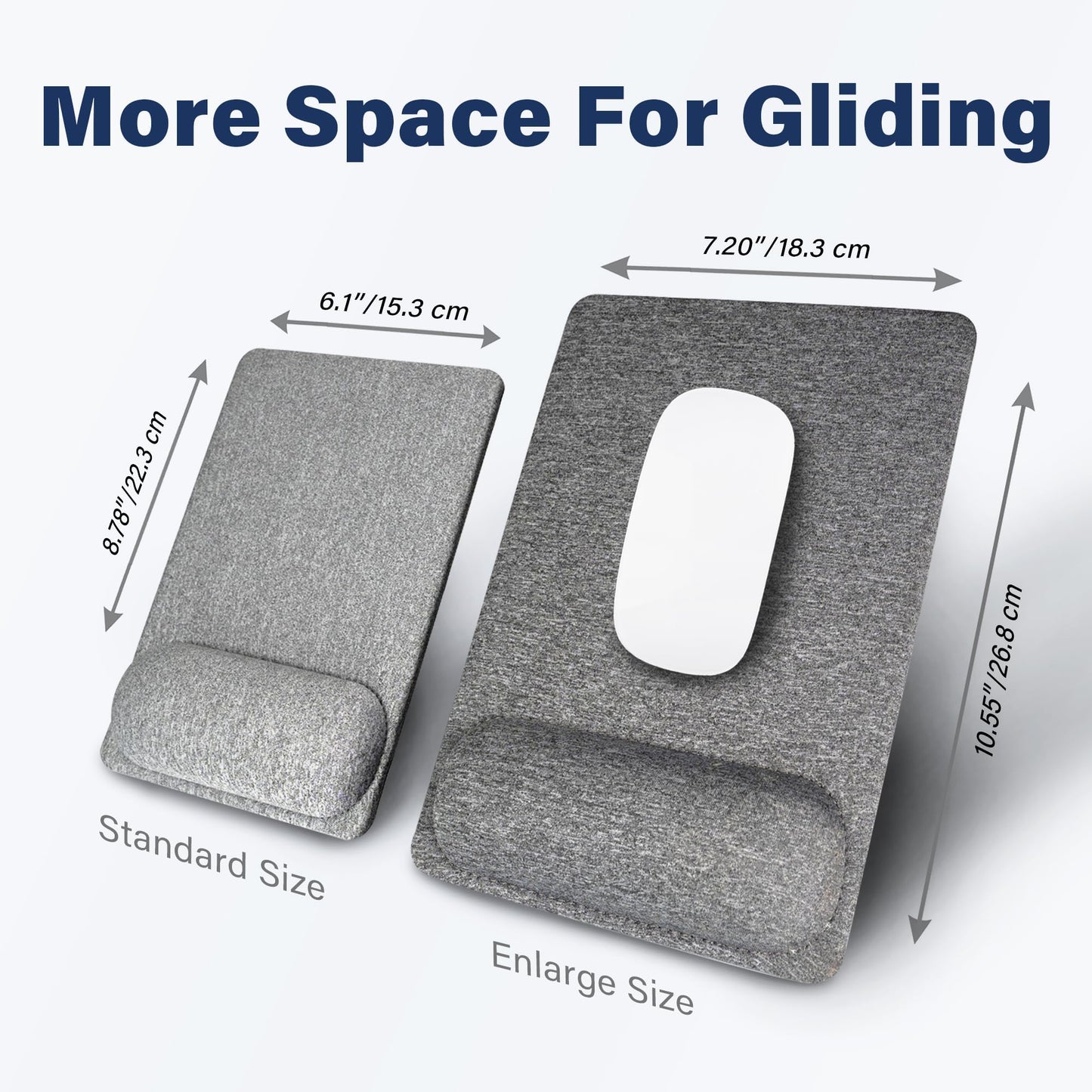 SenseAGE Mauspad mit Handauflage | Mousepad mit Kissen für Alle Maus | ergonomisch Mausunterlage gegen Handgelenkschmerzen für Büro/Homeoffice | Grau (225 x 155 mm)