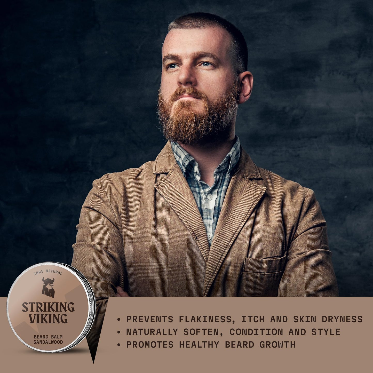 Striking Viking parfümfreier Bartbalsam Männer Vanille – Stylt, stärkt und macht Bärte, Schnurrbärte weich – Bartpflege mit Sheabutter, Teebaum, Argan & Jojobaöl - Bartglättungscremes - Bart Balm