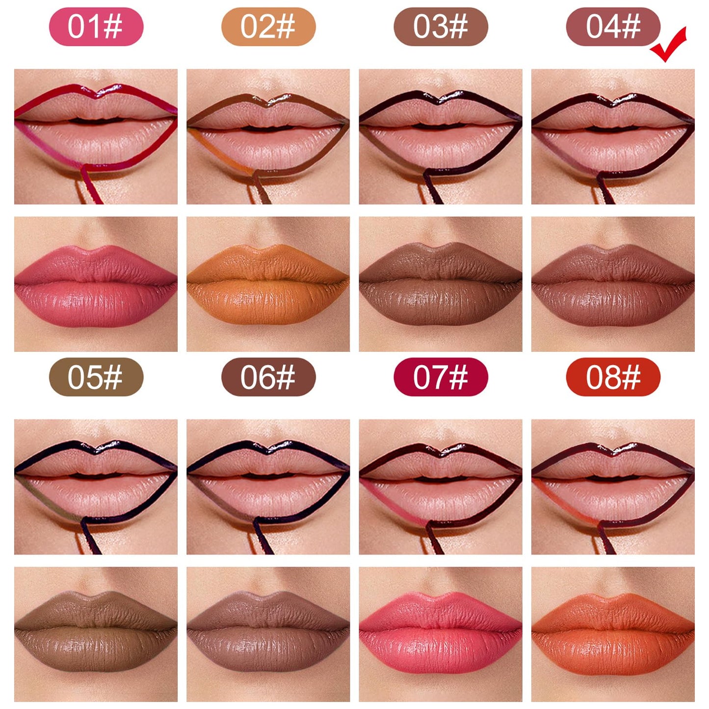 Lip Stain Peel Off Waterproof Long-Lasting Lip Tint with Matte Finish (04#)
