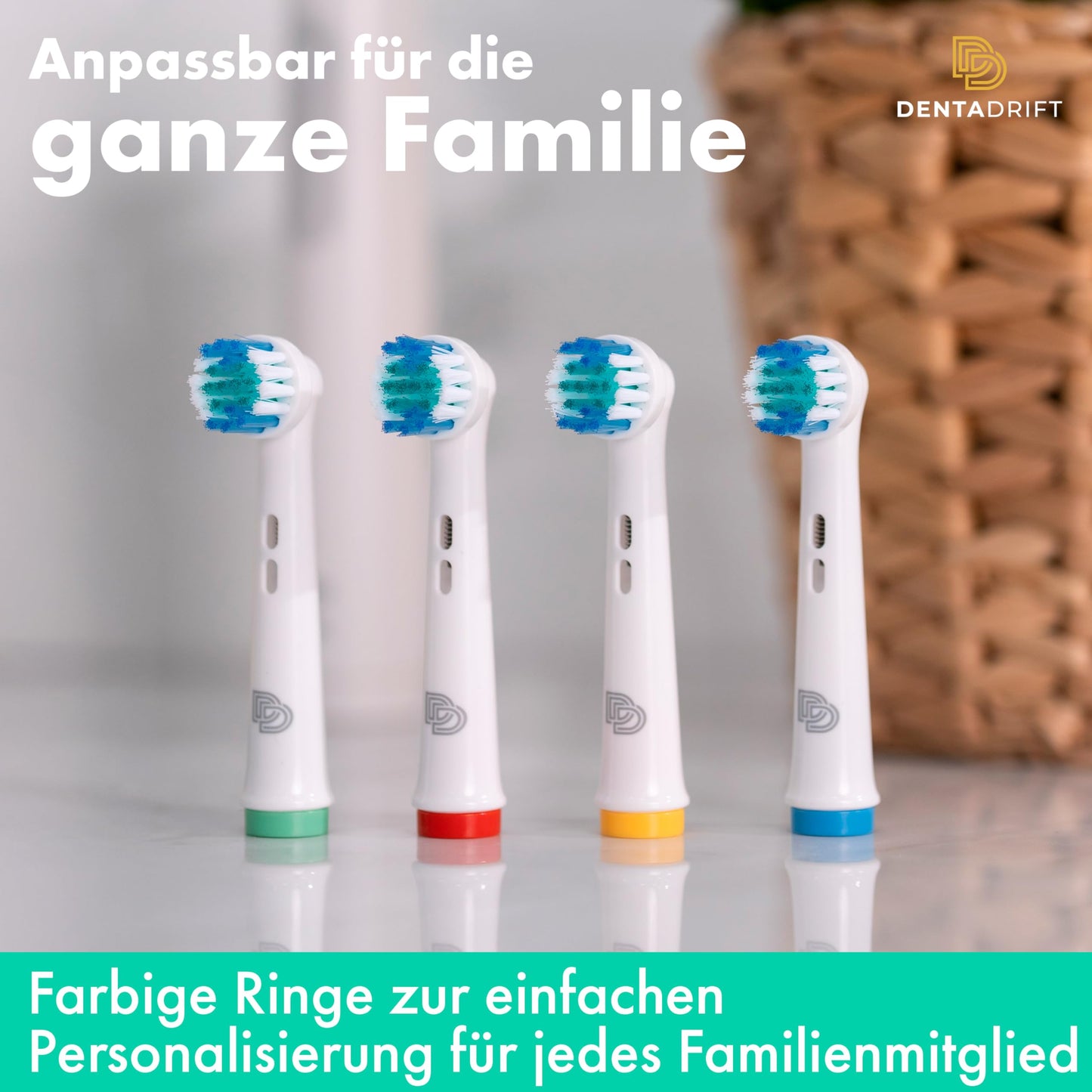 DentaDrift Präzisions-Elektrische Zahnbürstenköpfe, 4er-Pack kompatibel mit Oral B Aufsteckbürsten, Zahnbürstenaufsatz Oral B - Premium-Qualität, Verbesserter Plaque-Schutz