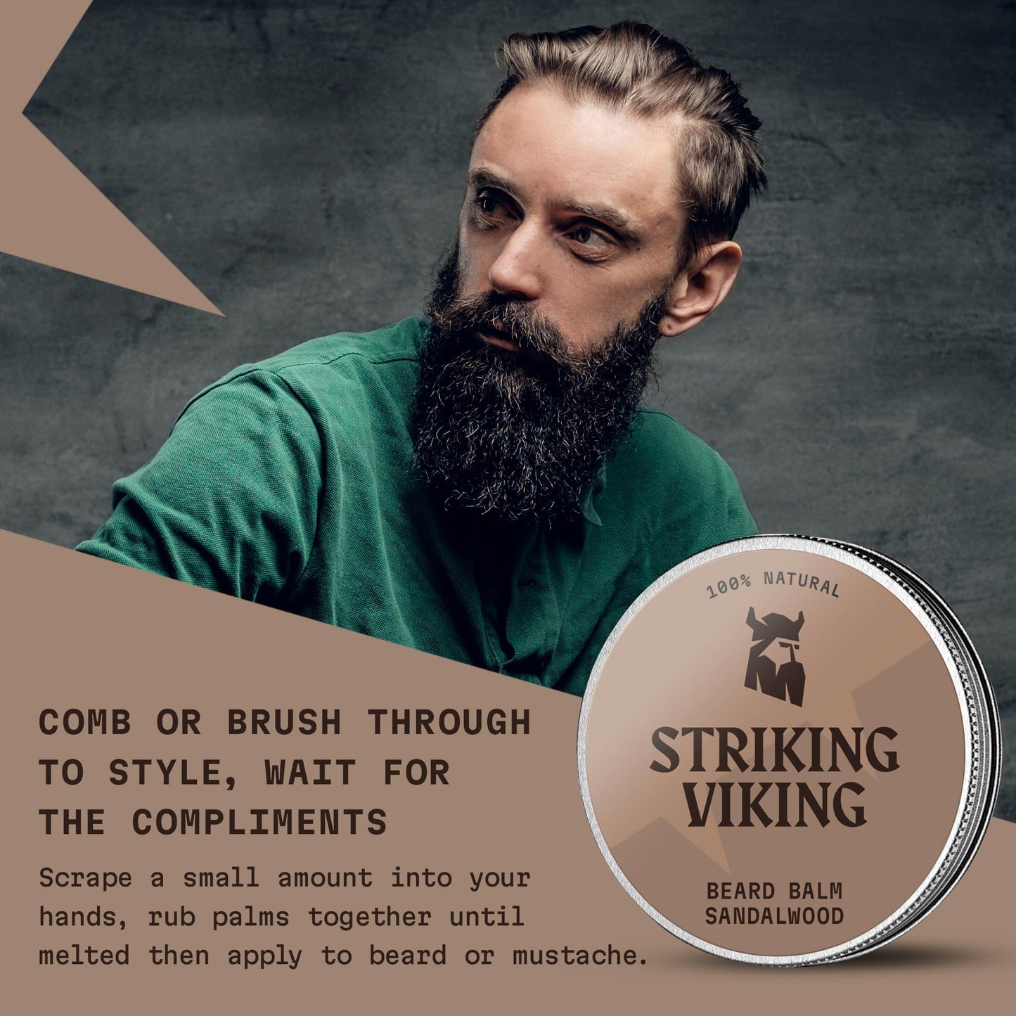 Striking Viking parfümfreier Bartbalsam Männer Vanille – Stylt, stärkt und macht Bärte, Schnurrbärte weich – Bartpflege mit Sheabutter, Teebaum, Argan & Jojobaöl - Bartglättungscremes - Bart Balm