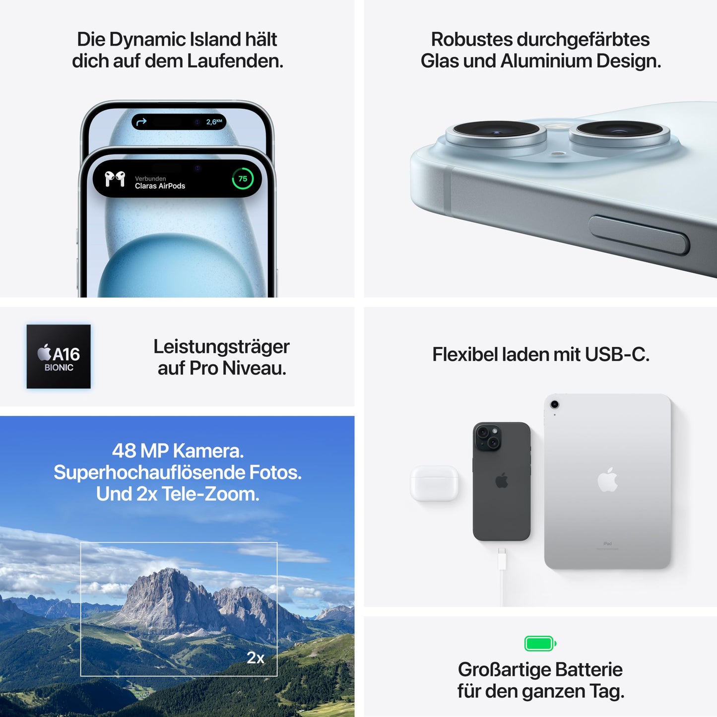 Apple iPhone 15 Plus - 6.7" Super Retina XDR - A16 Bionic - 48MP Camera