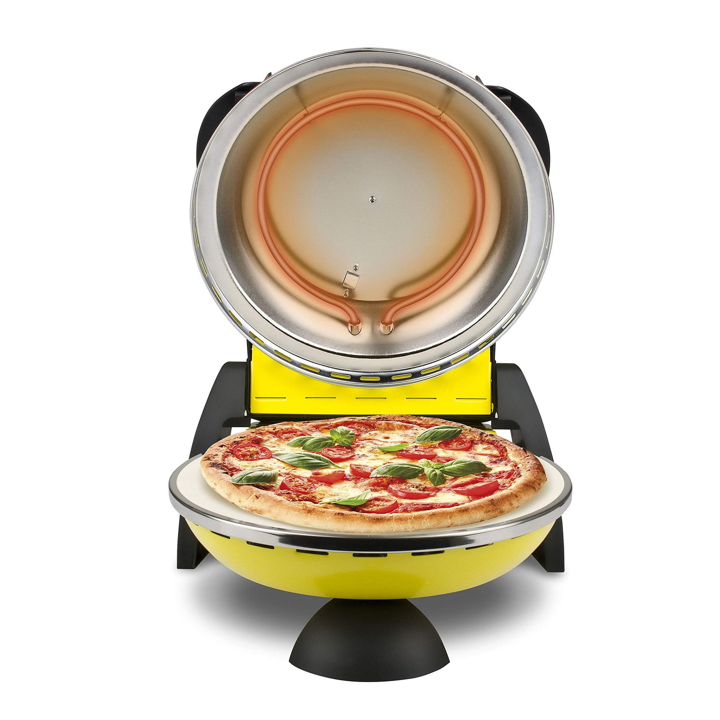 G3 FerrariPizza Äußern Vergnügen, Ofen Pizza, 1200 W, 400°C, Felsen Feuerfest (durchmesser 31 cm), Timer 5', Kochbuch inbegriffen, Schwarz, 31.6 x 31.6 x 25 cm
