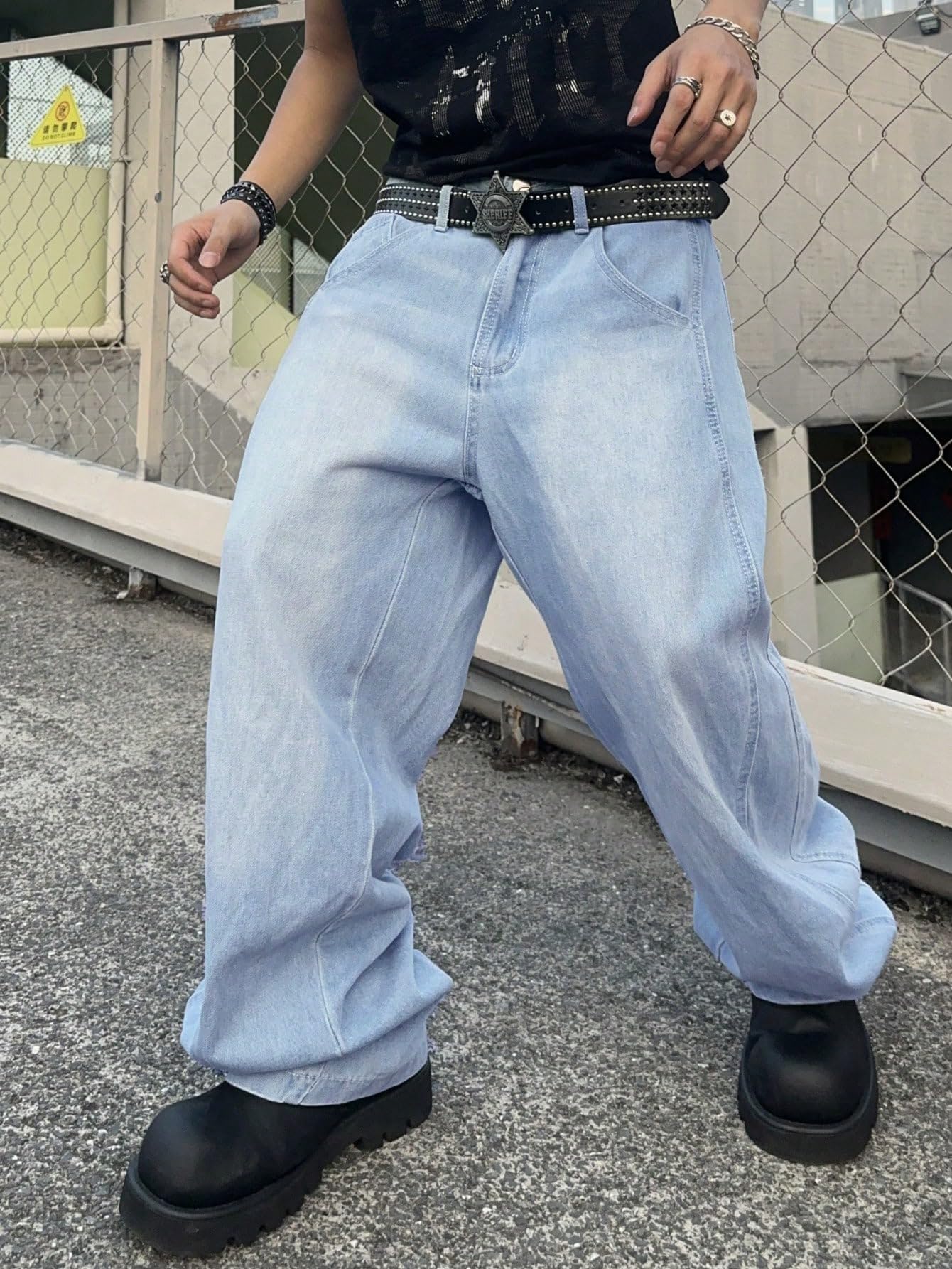 Zewool Men’s Irregular Seam Baggy Jeans