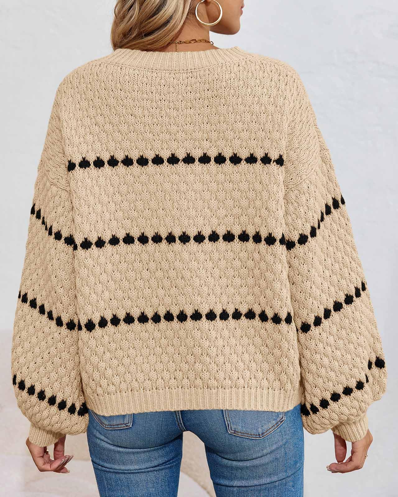 Saodimallsu Women’s Oversized Striped Knit Sweater