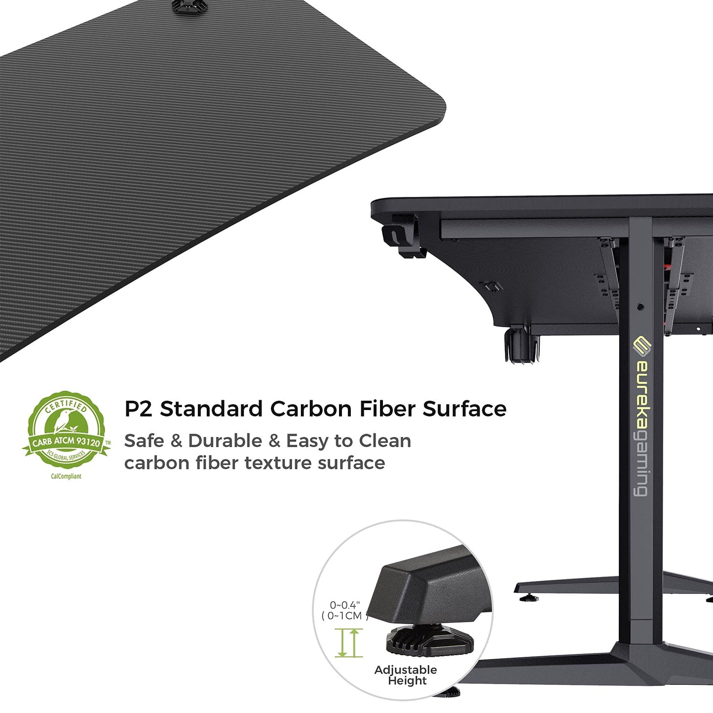 EUREKA ERGONOMIC Gaming Tisch 152×70cm Gaming Schreibtisch Großer Computertisch Ergonomischer PC Tisch Gamer mit Kopfhörerhaken, Getränkehalter für Home Office