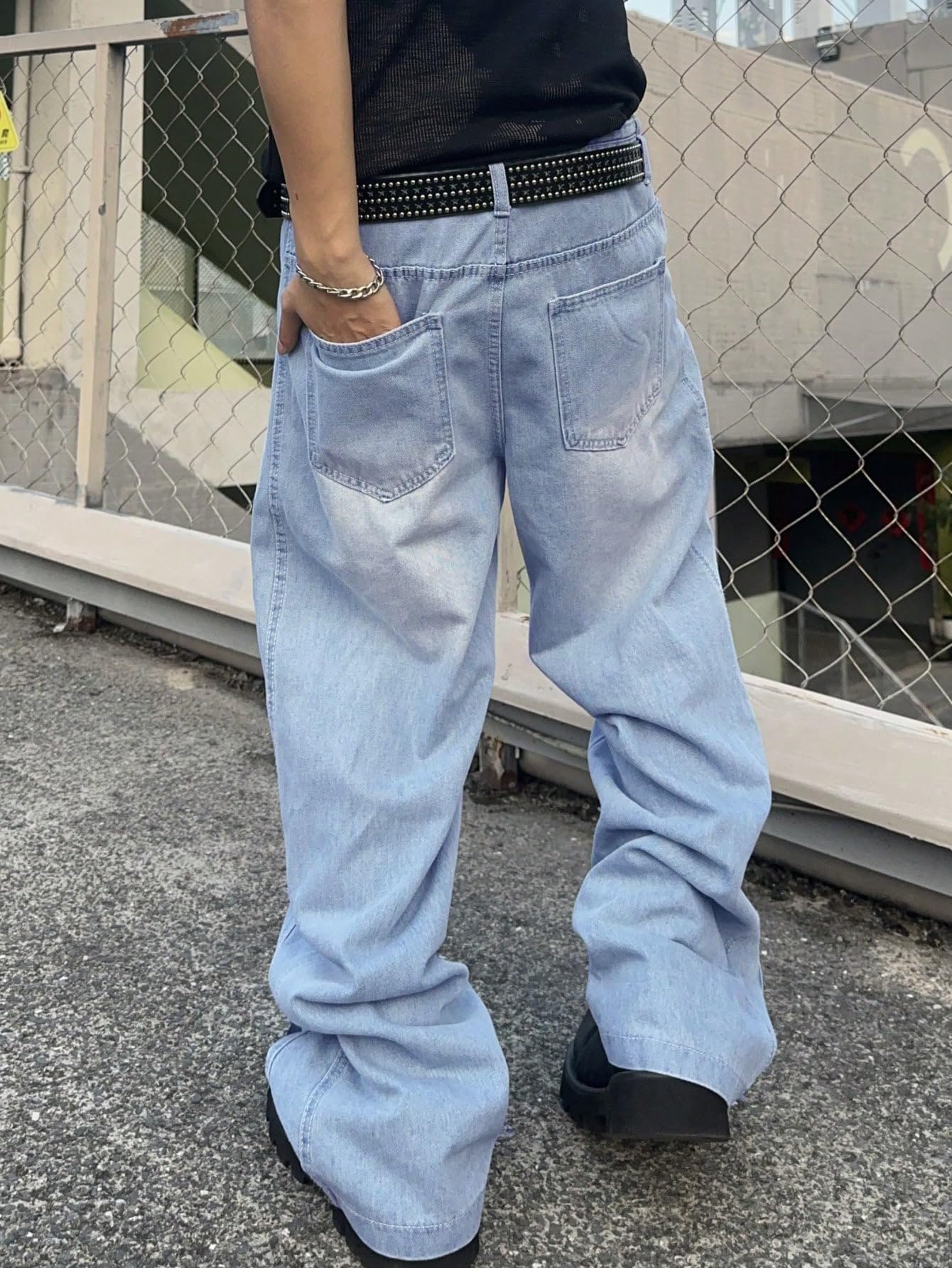 Zewool Men’s Irregular Seam Baggy Jeans