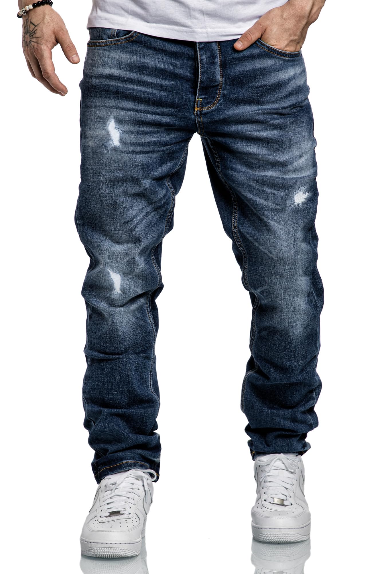 Amaci&Sons Men’s Regular Fit Straight Leg Jeans