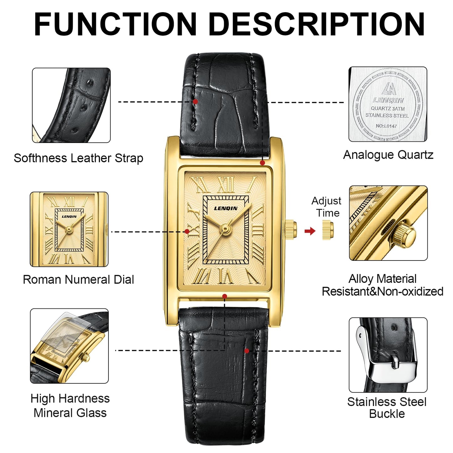 LN LENQIN Women's Watch Women's Classic Watch for Women Fashion Casual Waterproof Leather Analogue Quartz Women's Watch