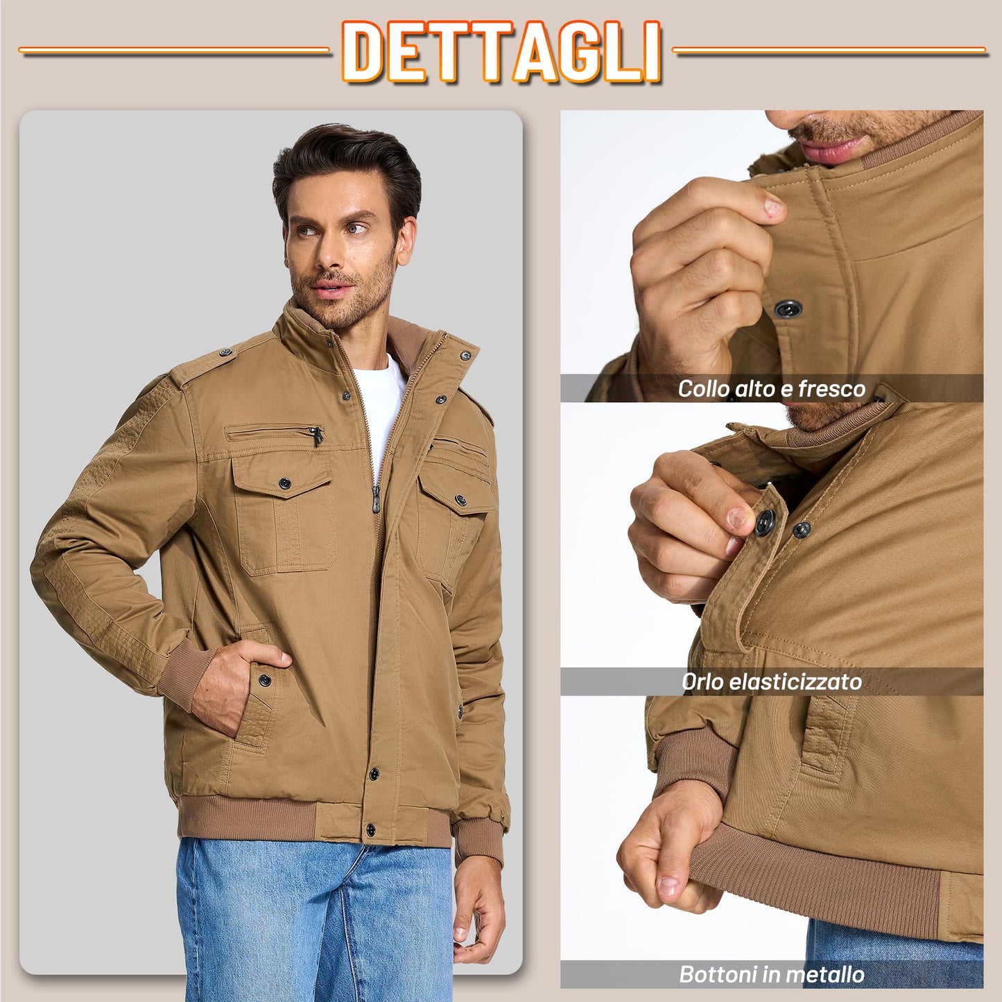 KEFITEVD Men’s Winter Fleece Jacket – Sherpa Lined Military Field Coat