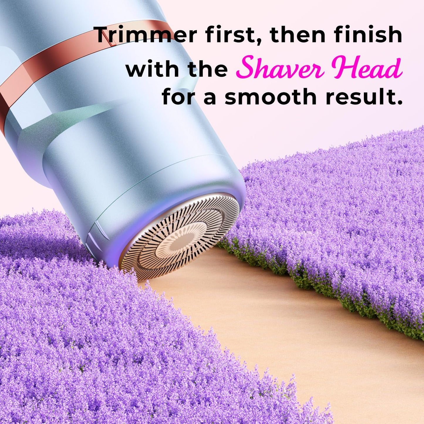 Bikini Trimmer für Frauen Schamhaare 2 in 1 Eletctric Rasierer für Frauen Wiederaufladbarer Eletctric Rasierer für Frauen IPX7 Wasserdicht Bikini Trimmer für Achselbein Arm Körper Gesicht (Roségold)