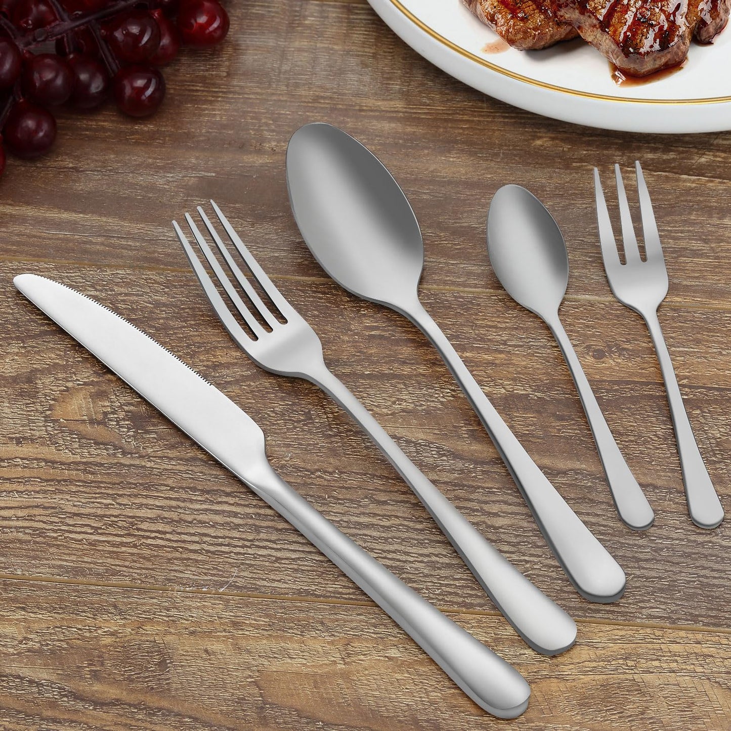 BEWOS Besteck Set für 6 Personen, 30 teilig Essbesteck Set inkl. Messer, Gabel, Löffel, Besteck Edelstahl Spiegelpoliert, Spülmaschinenfest
