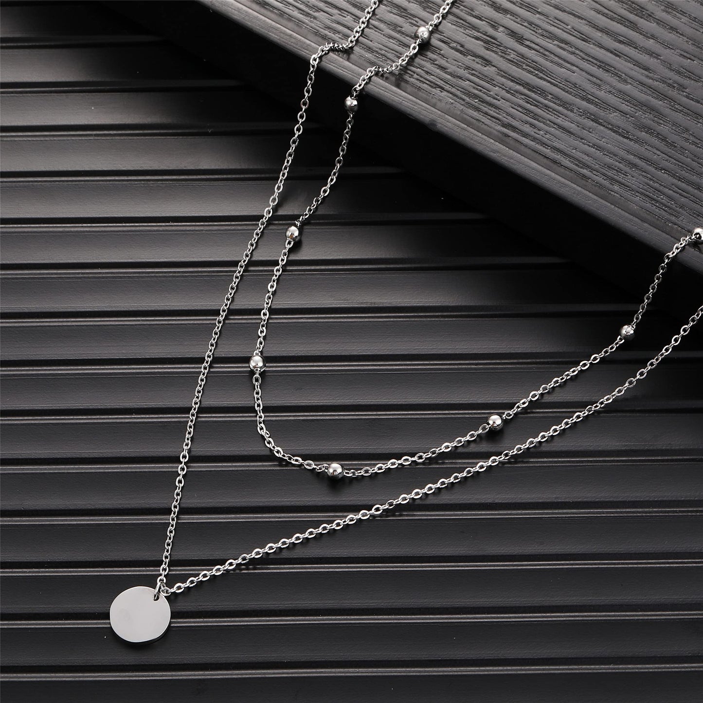 AFSTALR Layered Coin Pendant Necklace