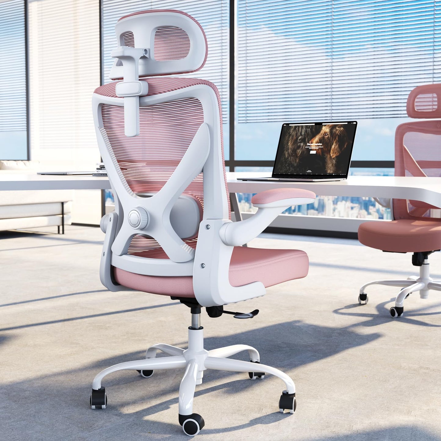 TRALT Ergonomischer Bürostuhl - X-förmiger bequemer Computer-Bürostuhl, Gaming-Stuhl, Bürostuhl mit Lendenwirbelstütze, Netz-Bürostuhl mit Kopfstütze (Grau-Silber)