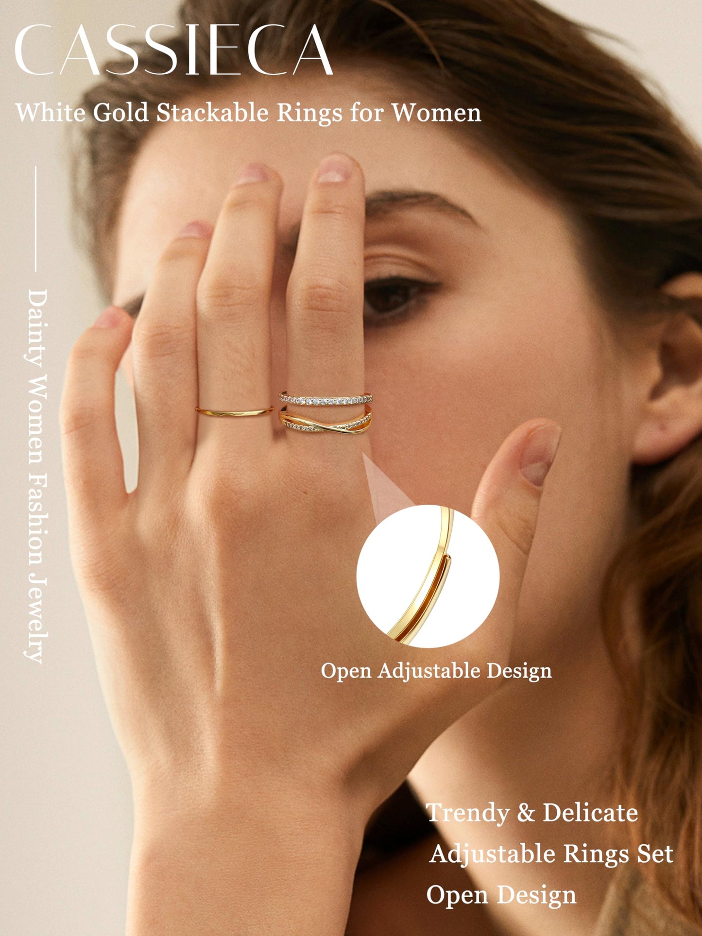 CASSIECA 9-Piece Ring Set for Women
