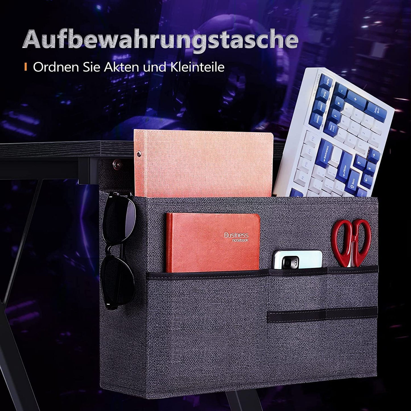 ODK Gaming Tisch, Gaming Schreibtisch Eckschreibtisch für Gamer, Schreibtisch L Form mit Monitorständer für Büro (Schwarz, 127 x 127 cm)