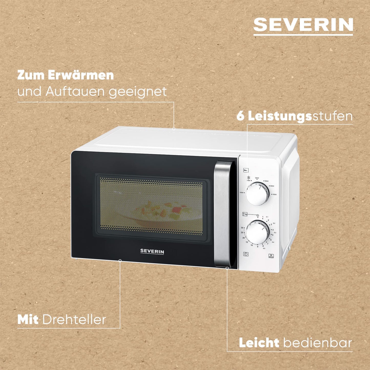 SEVERIN Mikrowelle Solo, zum Auftauen und Erhitzen, Mikrowellengerät mit Drehteller für gleichmäßige Wärmeverteilung, schwarz, MW 7886