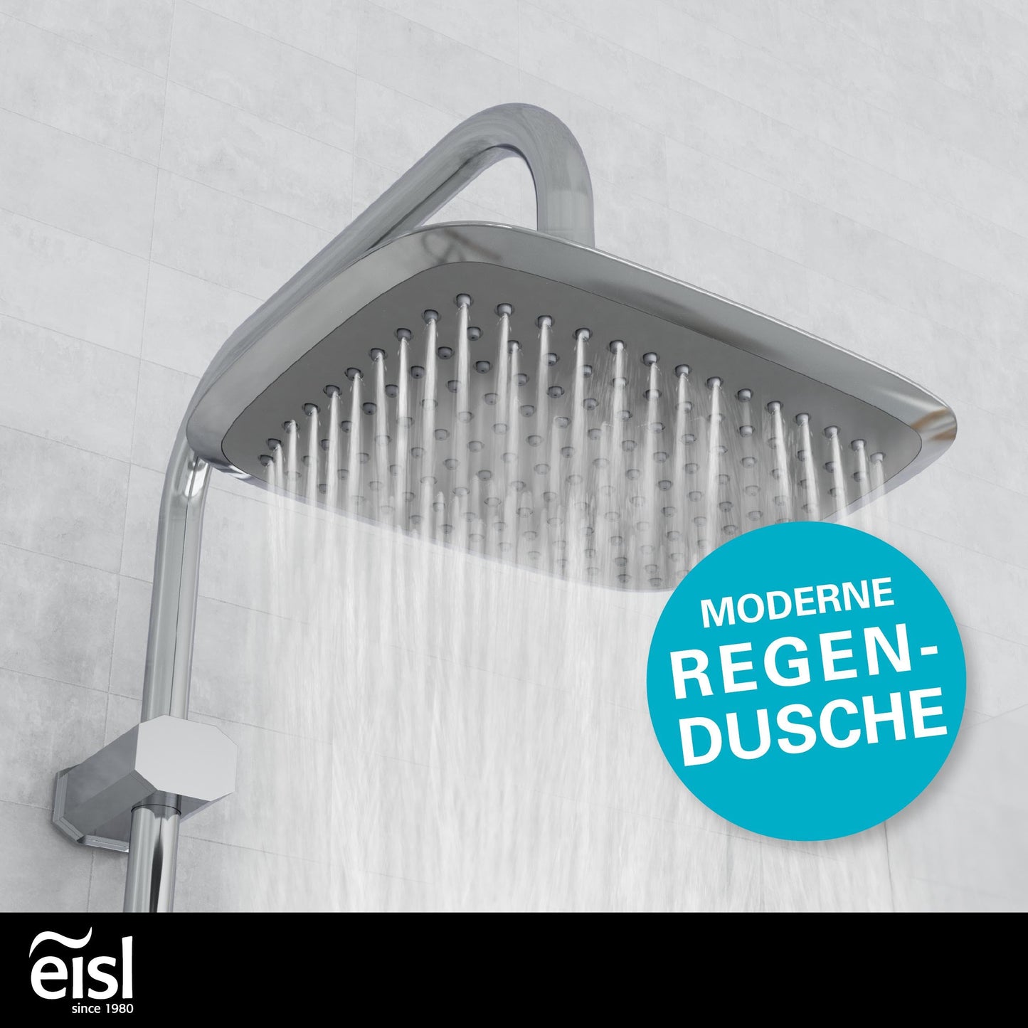 EISL Duschset EASY FRESH, Duschsystem ohne Armatur 2 in 1 mit großer Regendusche (250 x 200 mm) und Handbrause, Regendusche ohne Armatur ideal zum Nachrüsten, komplettes Montageset, Chrom DX12006