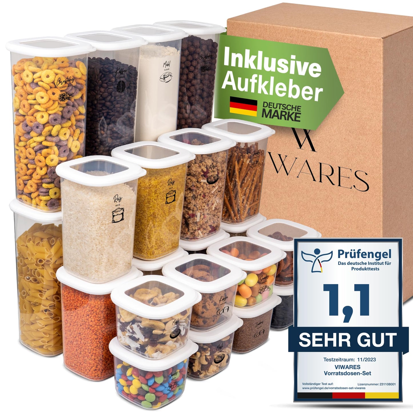 Viwares Vorratsdosen mit Deckel Luftdicht, 12er Vorratsbehälter Set BPA-Frei, Vorratsdose zur Müsli Mehl Aufbewahrung Küche, Praktische Organizer Küche, Frischhaltedosen für Lebensmittelaufbewahrung