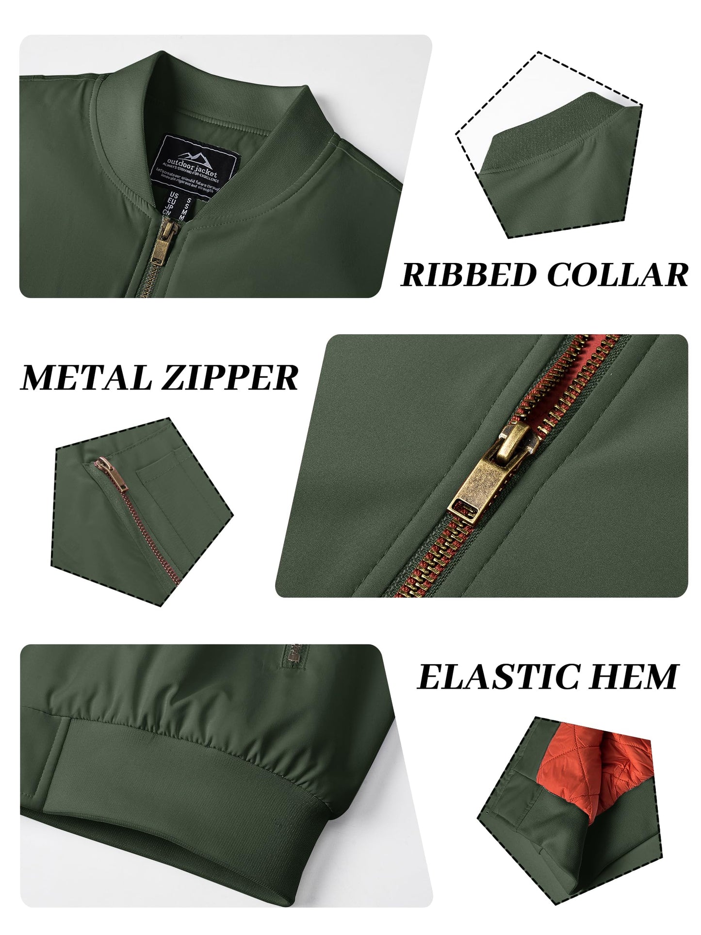 KEFITEVD Men’s Bomber Jacket – Casual Windproof Zip-Up Jacket