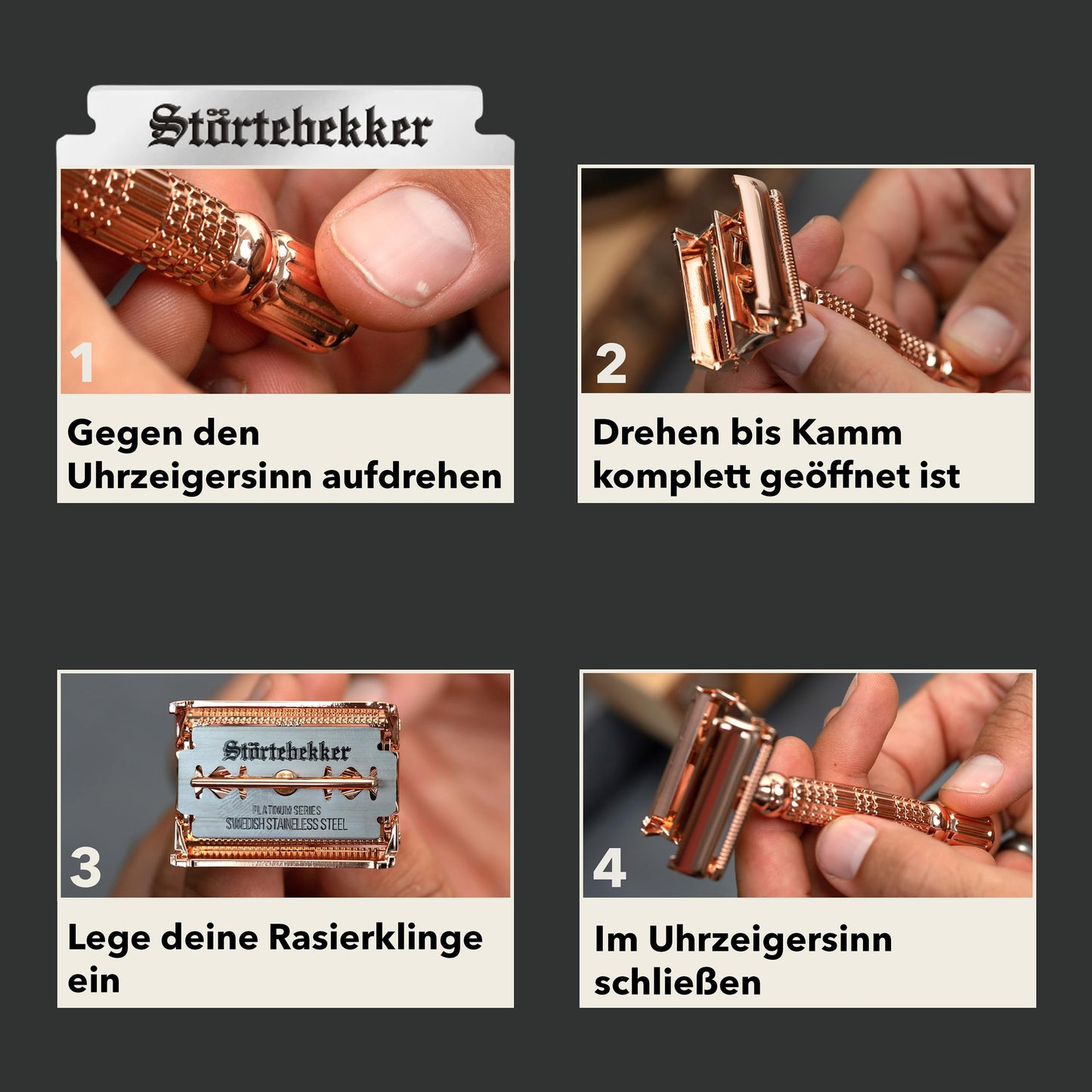 Störtebekker® Premium Rasierhobel ‘Hamburg’ im handgefertigten Leder-Etui - *TESTSIEGER* Stiftung Warentest (12/2024) - Rasier-Set mit 10 Rasierklingen, Reise-Etui & eingebautem Spiegel - Nassrasierer