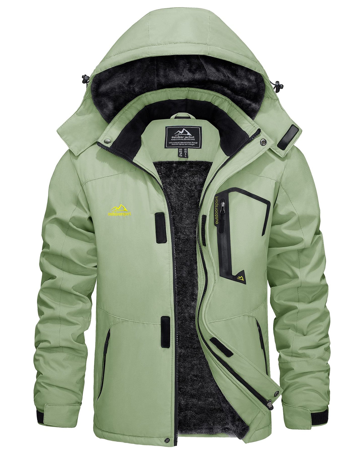 KEFITEVD Herren Skijacke Atmungsaktiv Warm Gefüttert Winterjacke mit Abnehmbarer Kapuze Snowboardjacke Wasserdicht Outdoorjacke
