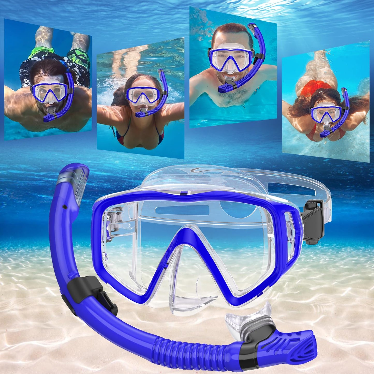 JEMULICE Schnorchelset Erwachsene, Schnorcheln Set mit Taucherbrille und Dry Schnorchel für Herren und Damen, Anti-Leck & Anti-Fog Tauchmaske aus Gehärtetem Glas für Tauchen, Schnorcheln und Schwimmen