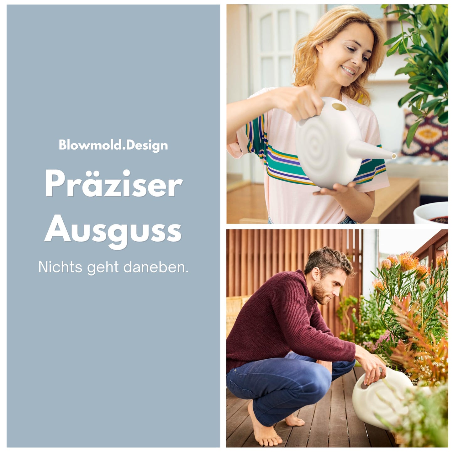 Blowmold.Design Gießkanne in Schwarz – 2 Liter Giesskanne Robust für Innen und Außen - Perfekt für Zimmerpflanzen & Garten