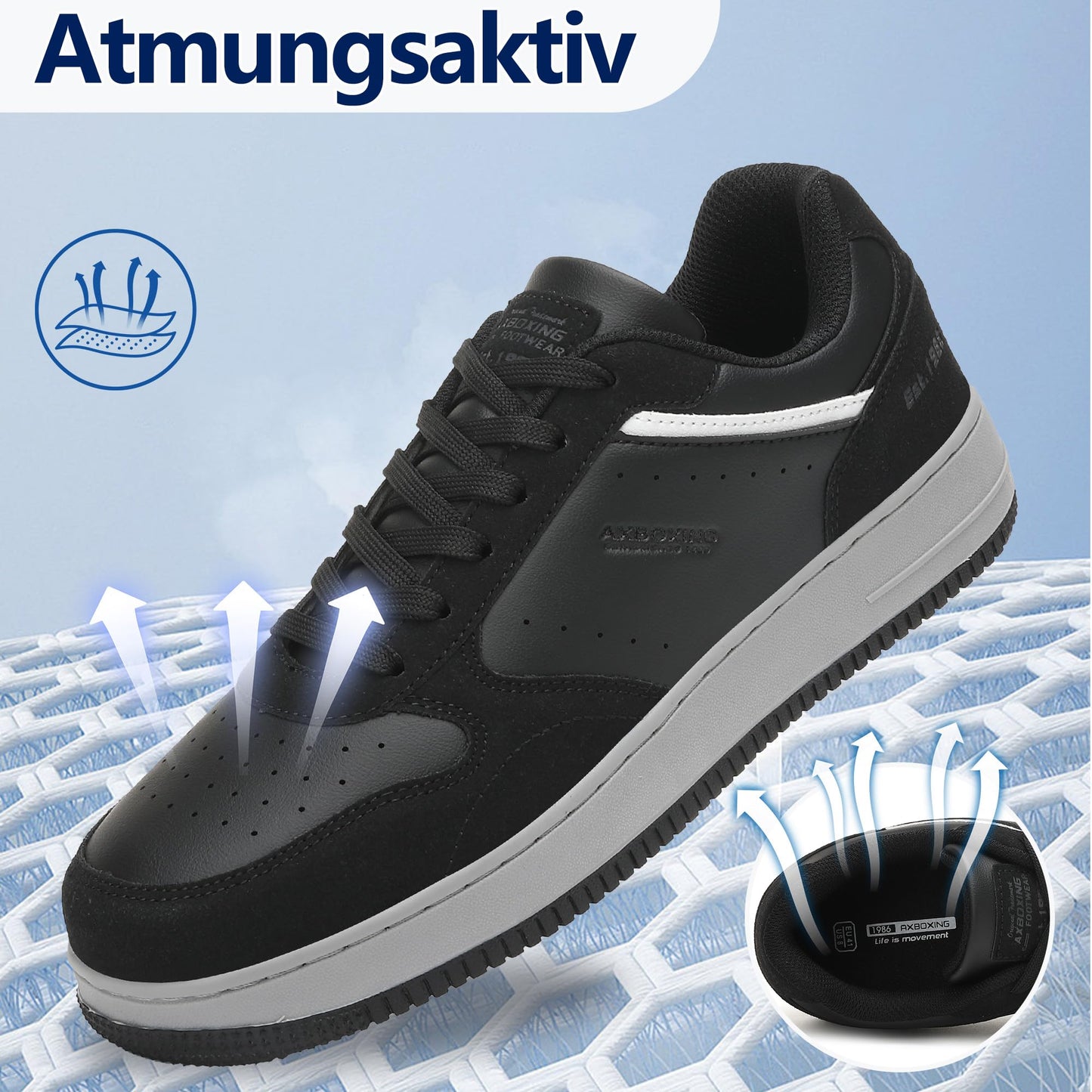 AX BOXING Men’s Casual Trainers – Lightweight Breathable Faux Leather Sneakers