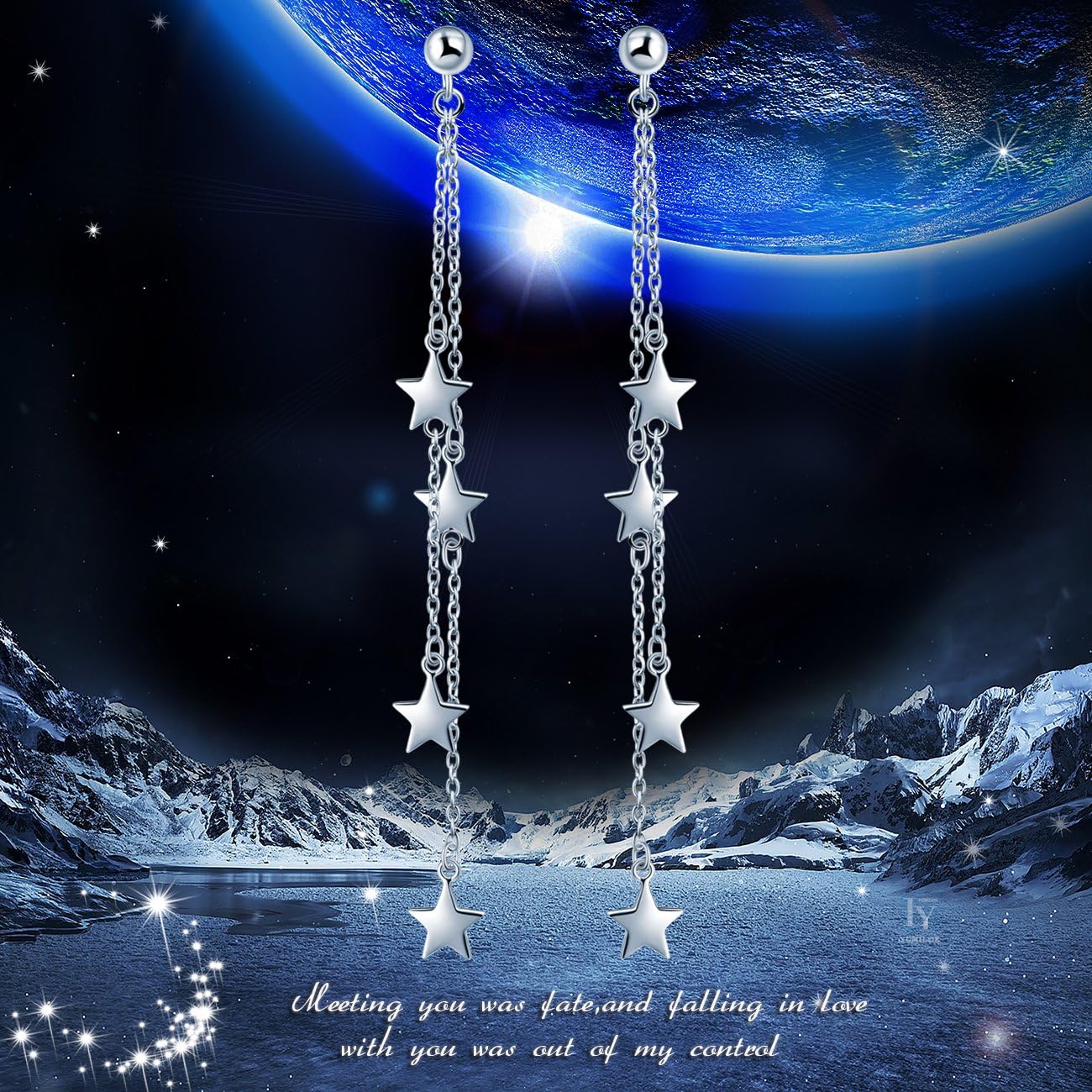 Yumilok 925 Sterling Silver Star Drop Earrings