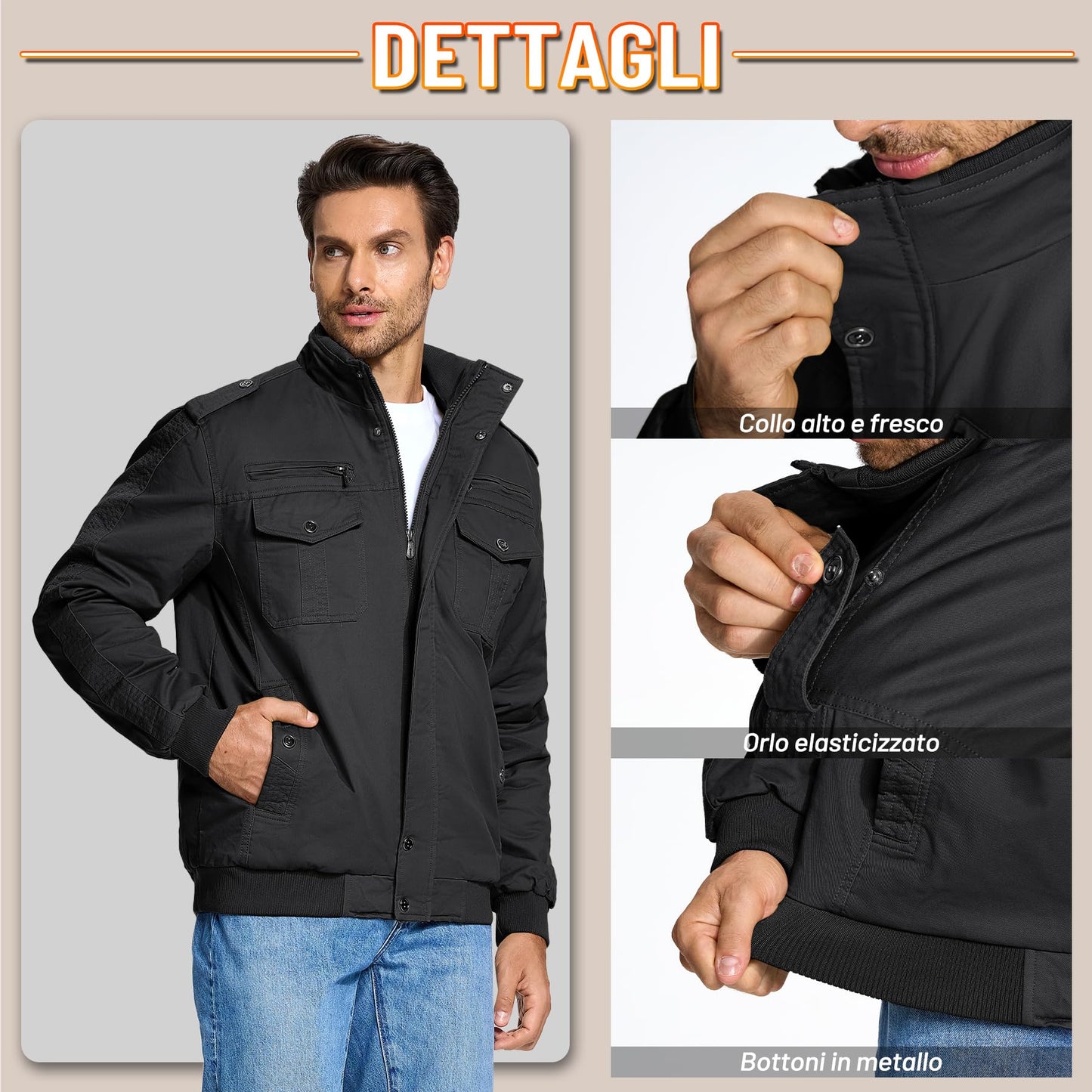 KEFITEVD Men’s Winter Fleece Jacket – Sherpa Lined Military Field Coat