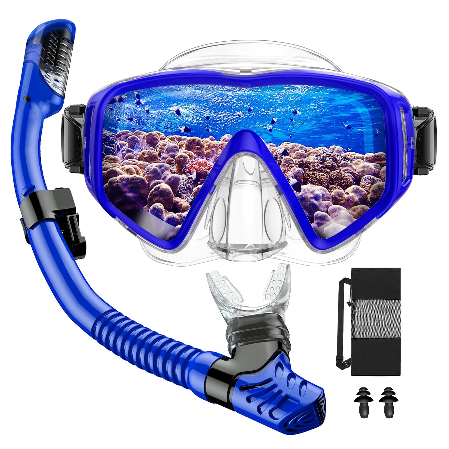 JEMULICE Schnorchelset Erwachsene, Schnorcheln Set mit Taucherbrille und Dry Schnorchel für Herren und Damen, Anti-Leck & Anti-Fog Tauchmaske aus Gehärtetem Glas für Tauchen, Schnorcheln und Schwimmen