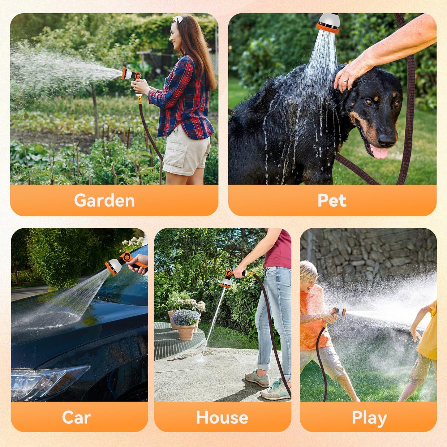 Yofidra Flexibler Gartenschlauch 30m, 3 Lagiger Latex Wasserschlauch mit 3/4 Zoll und 1/2 Zoll Metallanschlüsse, 3450D-Gewebe, Knickfrei, Strapazierfähiger Garden Hose Schlauch mit 10 Düse