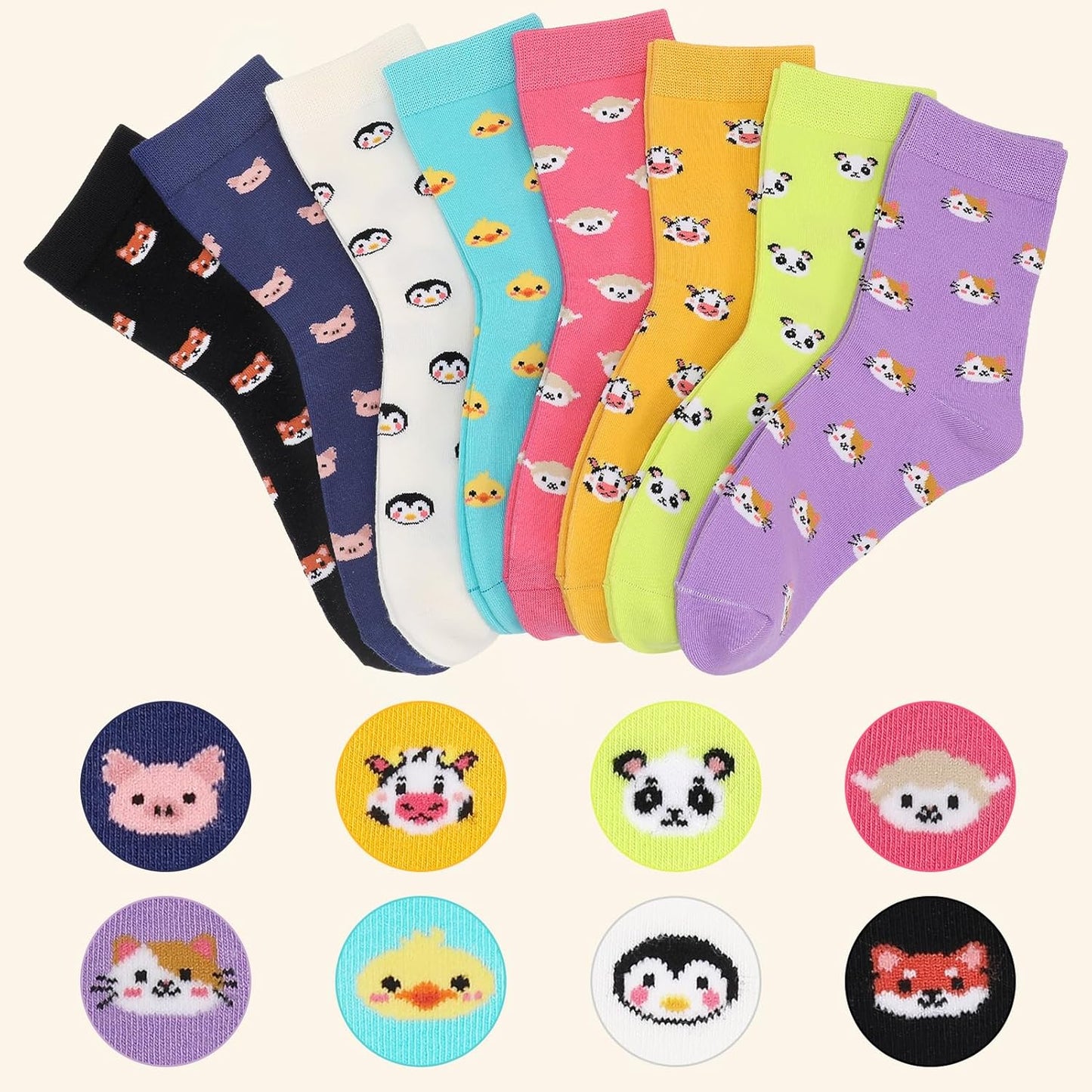 8 Pairs of Funny Animal Socks for Women
