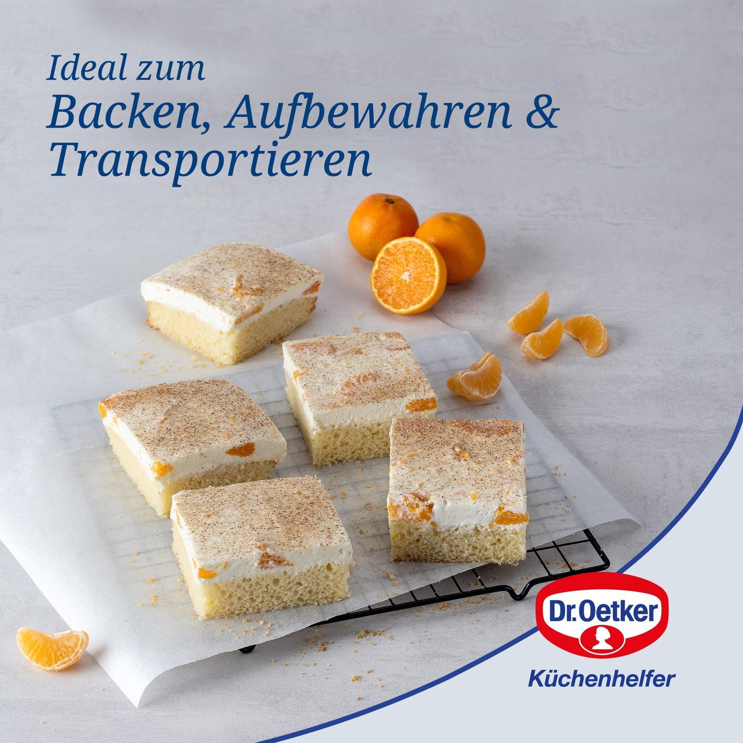 Dr. Oetker Backblech mit Transporthaube Bake & Go – 3in1: Ofenblech zum Backen, Aufbewahren und Transportieren – Antihaft, 42x29x4 cm