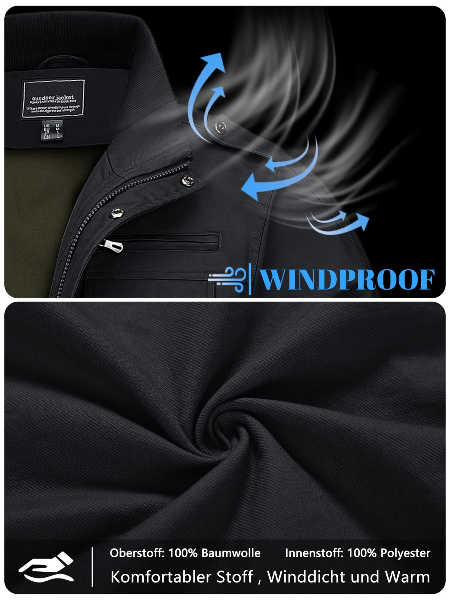 Men's Military Style Jacket – Windproof Utility Jacket
