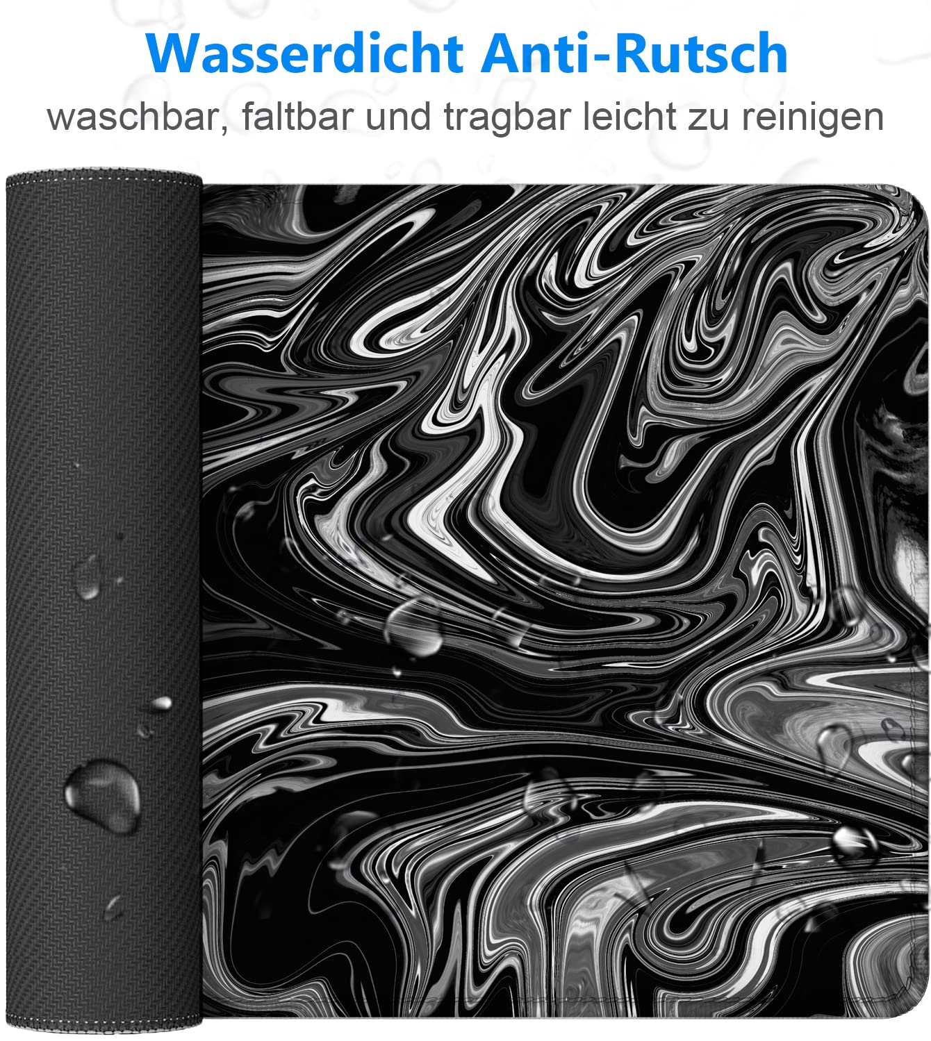 Owege Gaming Mauspad XXL 900 x 400 mm Artistic Curve Mousepad Groß Vernähte Kanten WassXerdicht Anti-Rutsch für PC, MacBook,Laptop Verbessert Präzision und GeschwindigkeiX