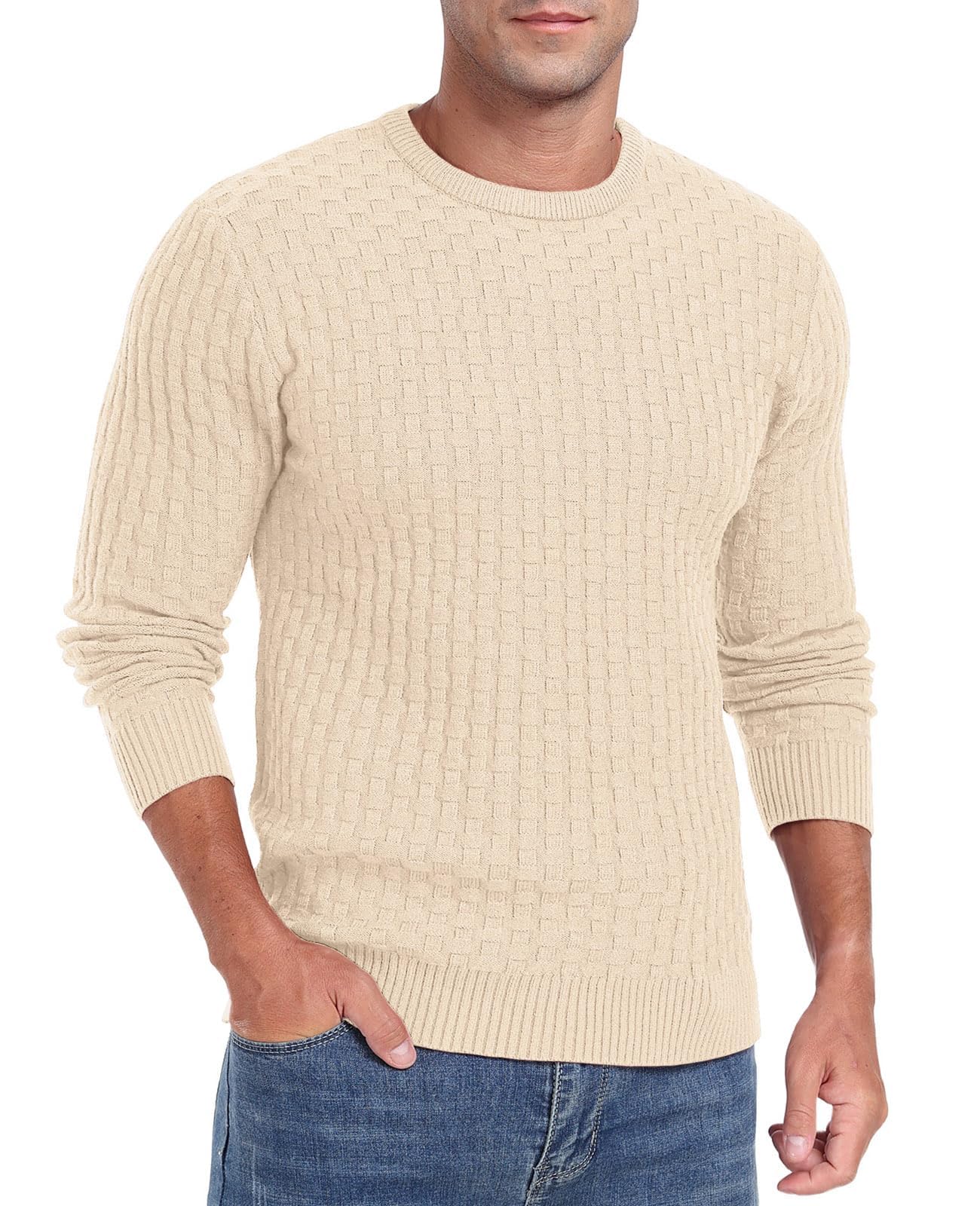 Sailwind Men’s Crew Neck Waffle Knit Sweater