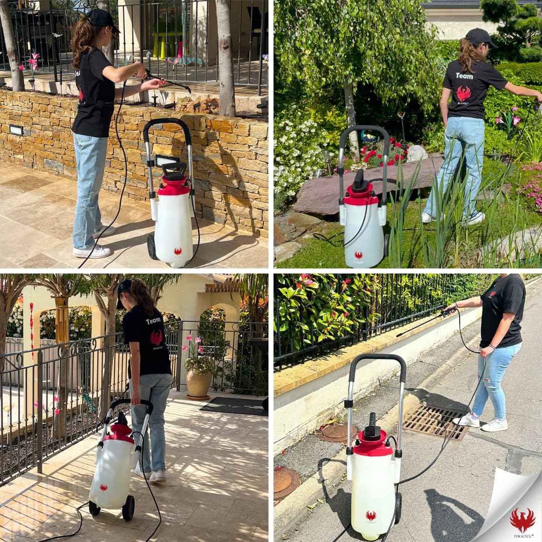 Phoenix - Drucksprüher Manueller Pumpsprühflasche mit Verstellbarer Lanze und Schultergurt - Perfekt für Gartenarbeit, Unkrautbekämpfung, Herbizid- und Insektizid-Anwendung